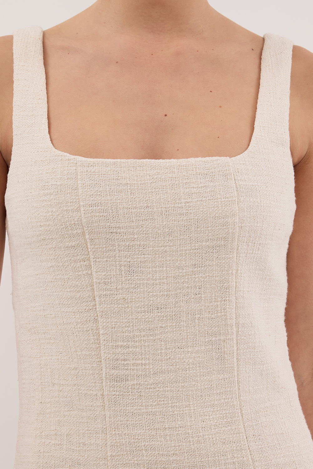NIEVE NATURAL SLEEVELESS MINI DRESS