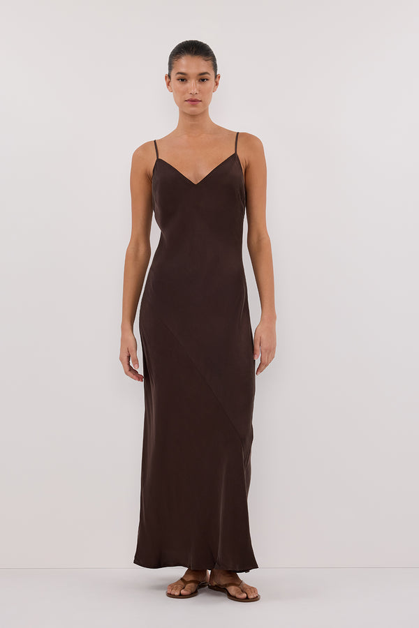 COLETTE BITTER CHOC SILK DRESS