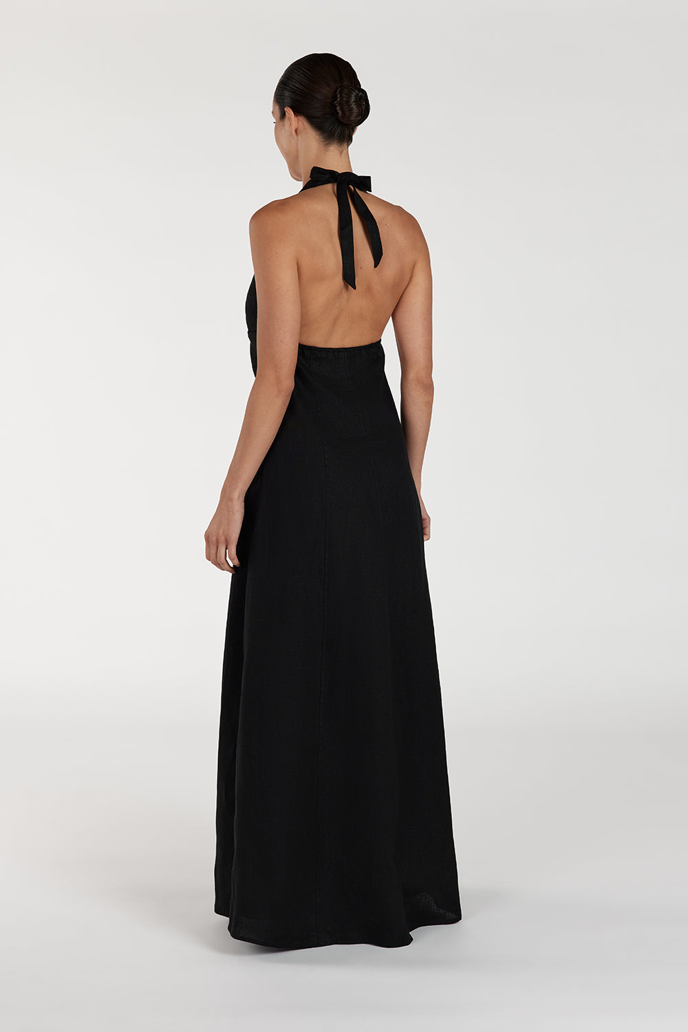 AUDREY BLACK HALTER LINEN DRESS DISSH AUDREY BLACK HALTER LINEN DRESS DISSH