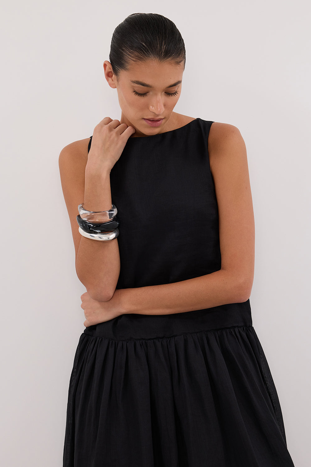 JACQUES BLACK RAMIE MIDI DRESS