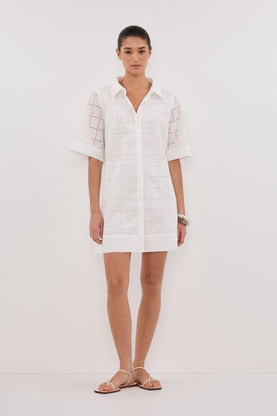 OWEN WHITE SLEEVED BRODERIE DRESS  DISSH