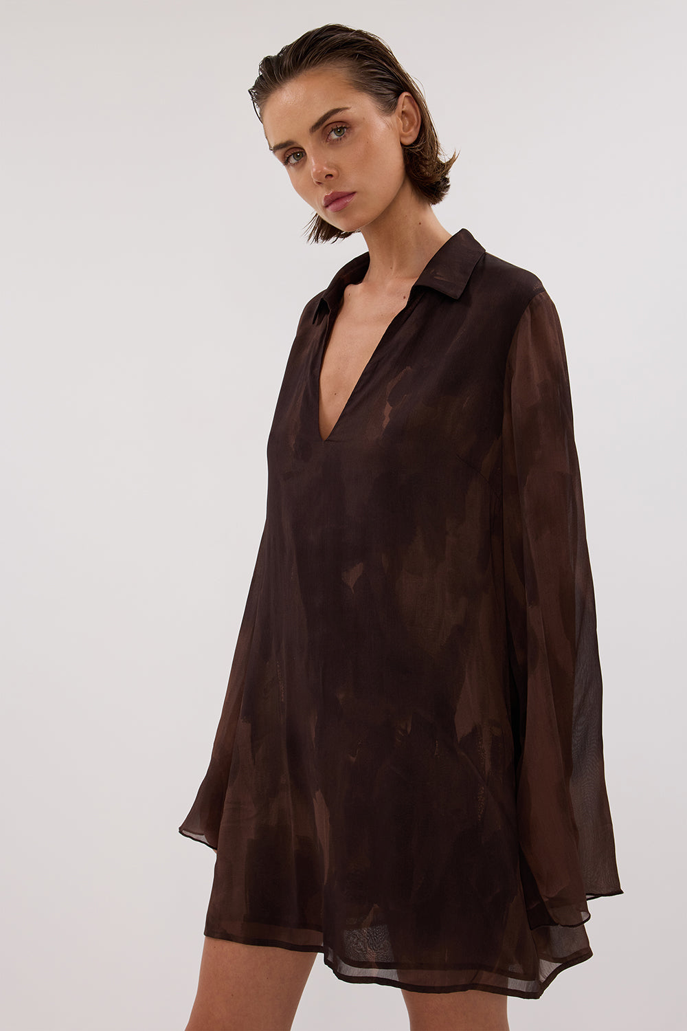 WILLOW CHOC LONG SLEEVE MINI DRESS