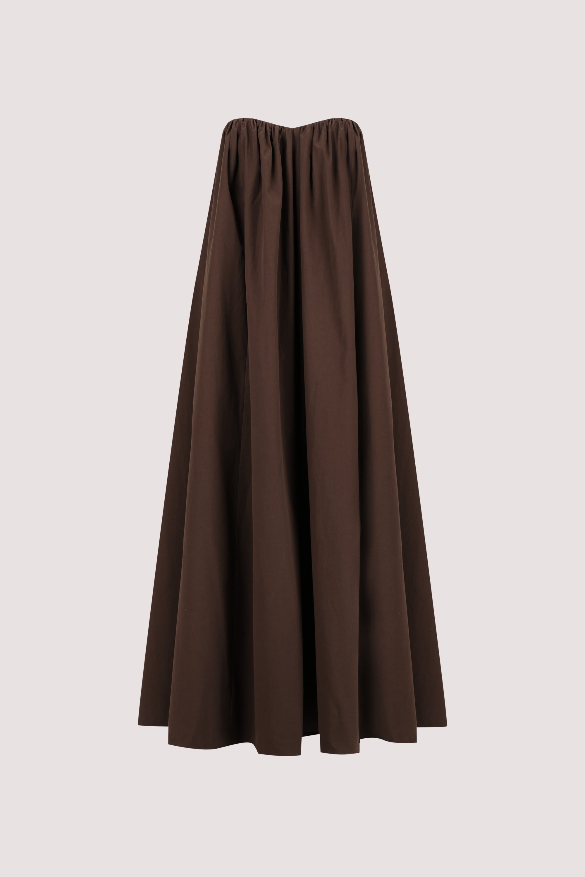 ROISIN BITTER CHOC COTTON STRAPLESS MAXI DRESS