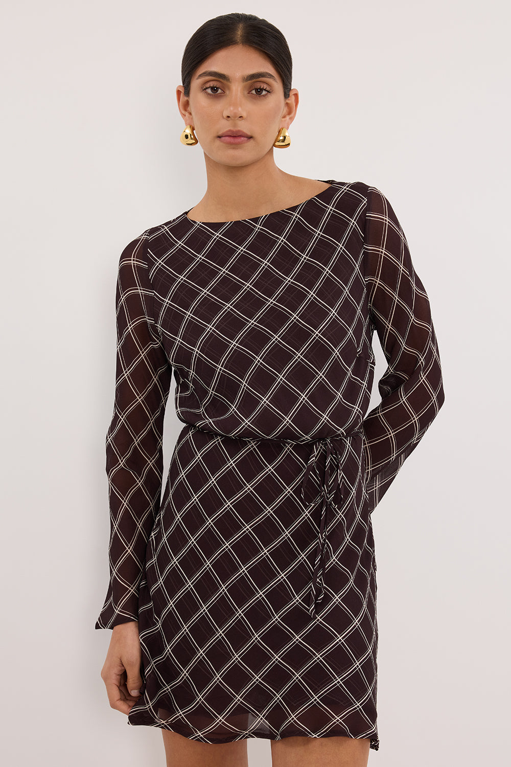 ARLINGTON CHOC BOAT NECK MINI DRESS DISSH ARLINGTON CHOC BOAT NECK MINI DRESS DISSH