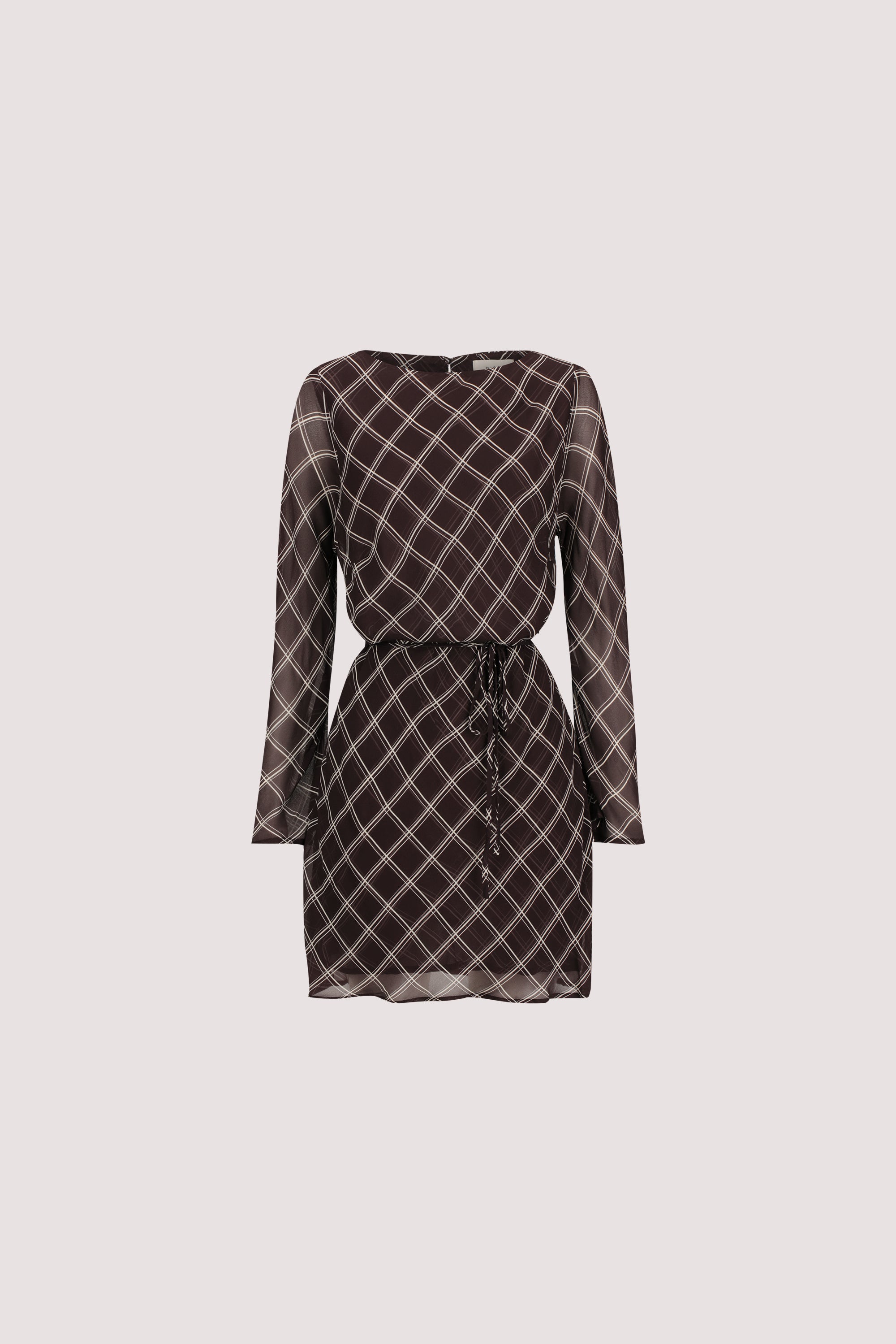 Arlington Long Sleeve Boat Neck Mini Dress in Chocolate by Dissh Arlington Long Sleeve Boat Neck Mini Dress in Chocolate by Dissh