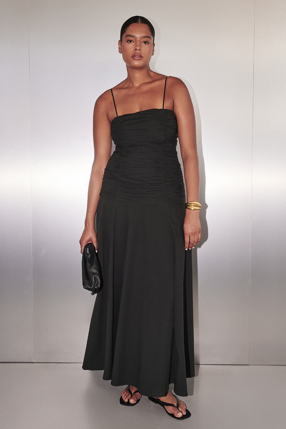 Cara Sleeveless Cotton Midi Dress in Black By DISSH