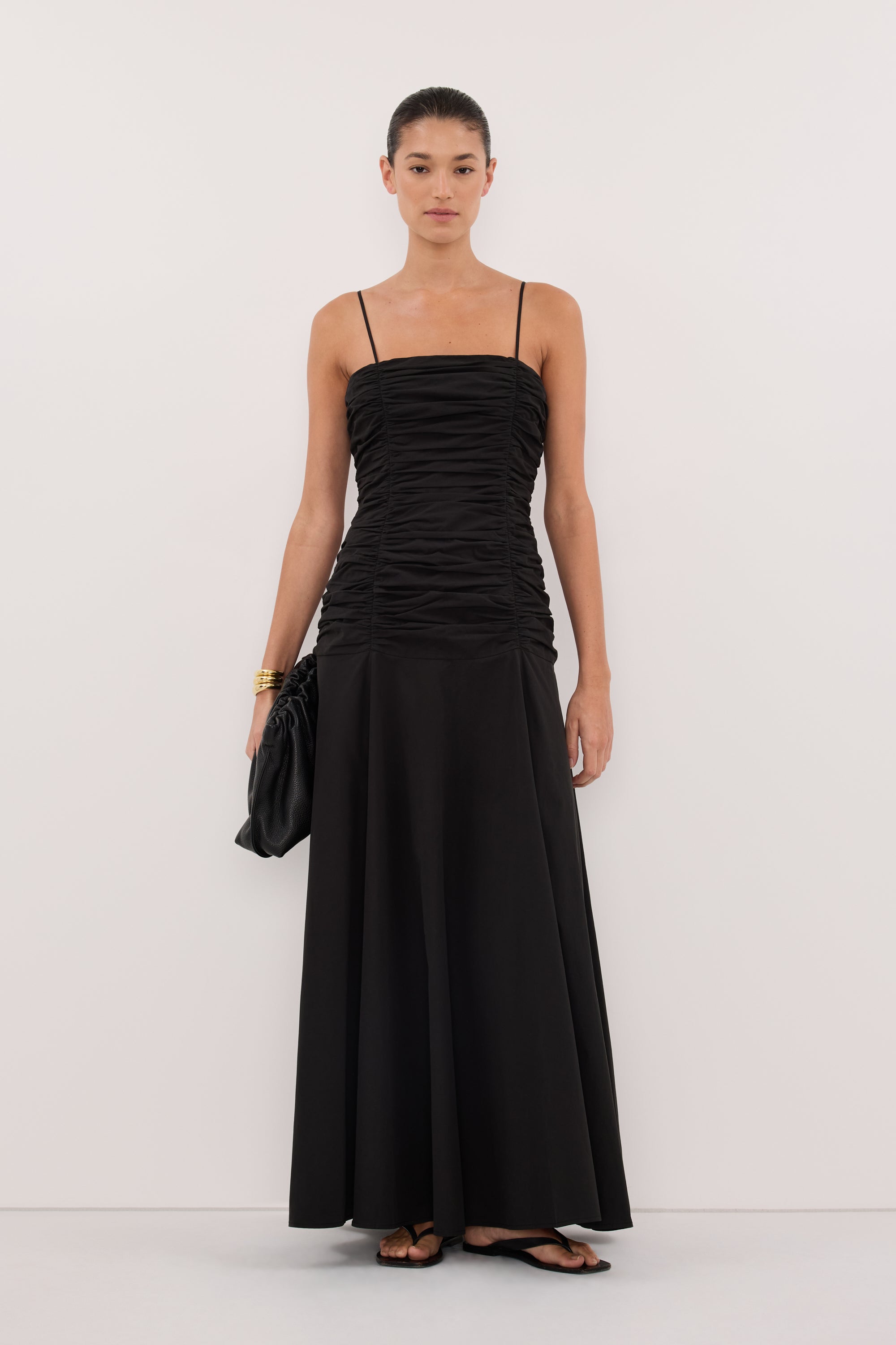 Cara Sleeveless Cotton Midi Dress in Black By DISSH