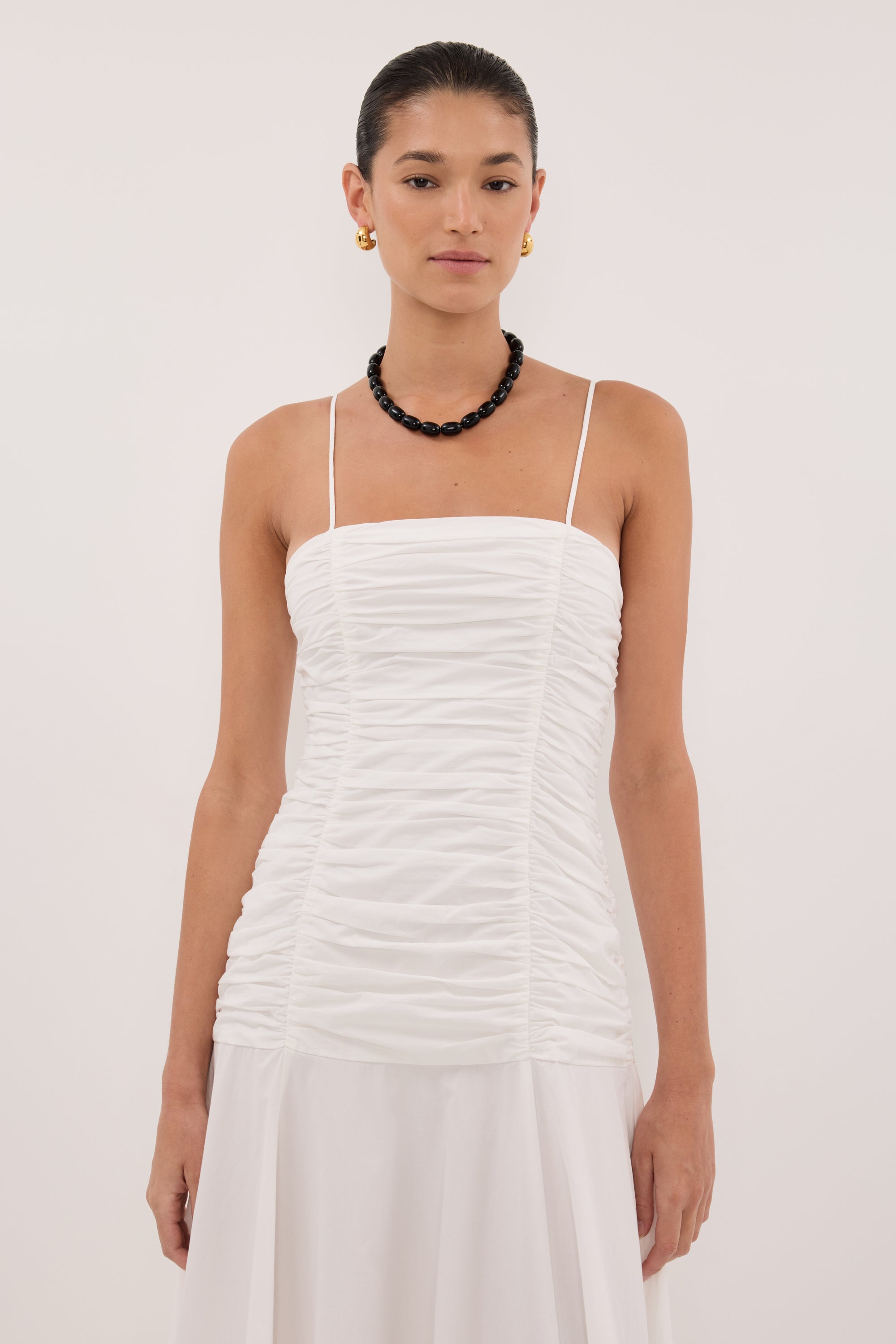 Cara Sleeveless Cotton Midi Dress in White By DISSH Cara Sleeveless Cotton Midi Dress in White By DISSH