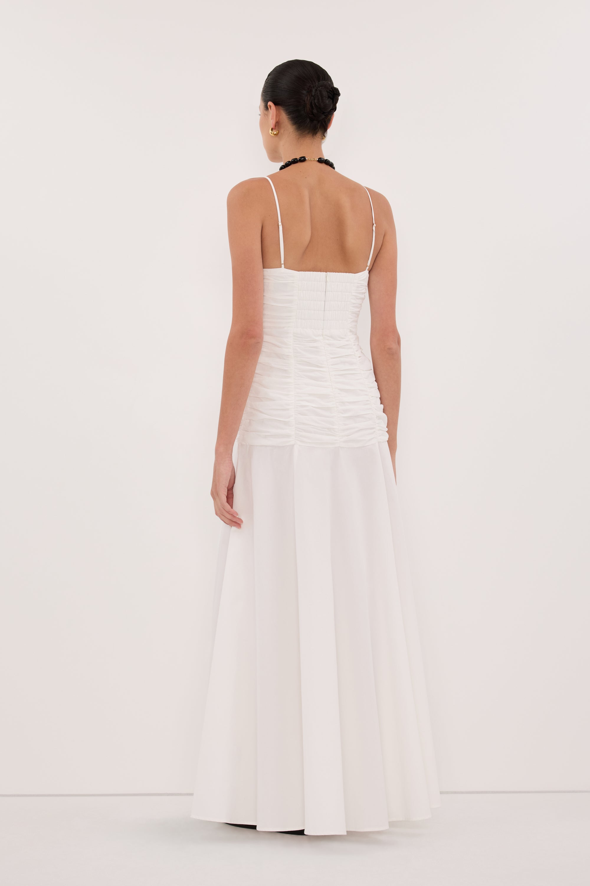 CARA WHITE SLEEVELESS COTTON MIDI DRESS