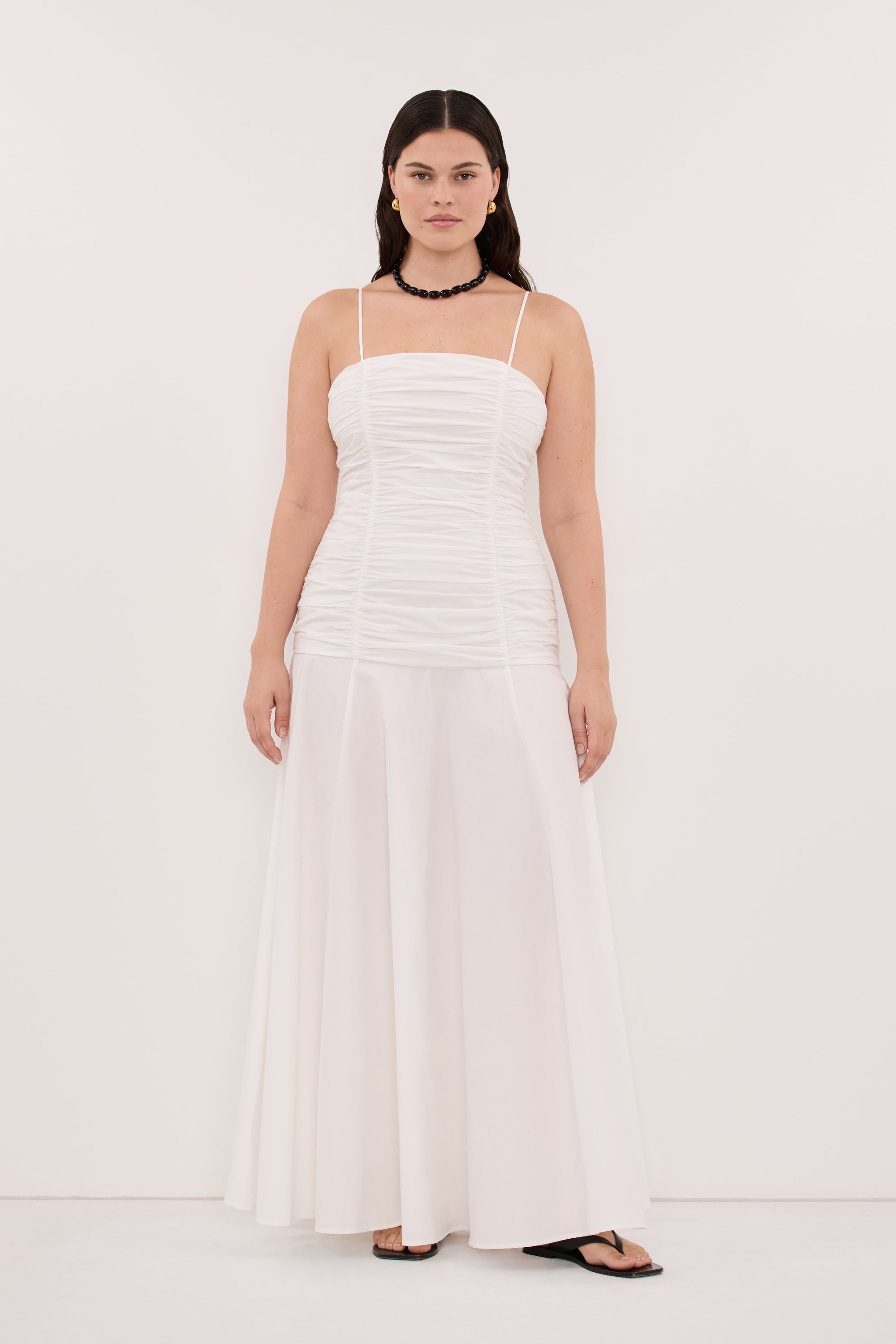 Cara Sleeveless Cotton Midi Dress in White By DISSH Cara Sleeveless Cotton Midi Dress in White By DISSH