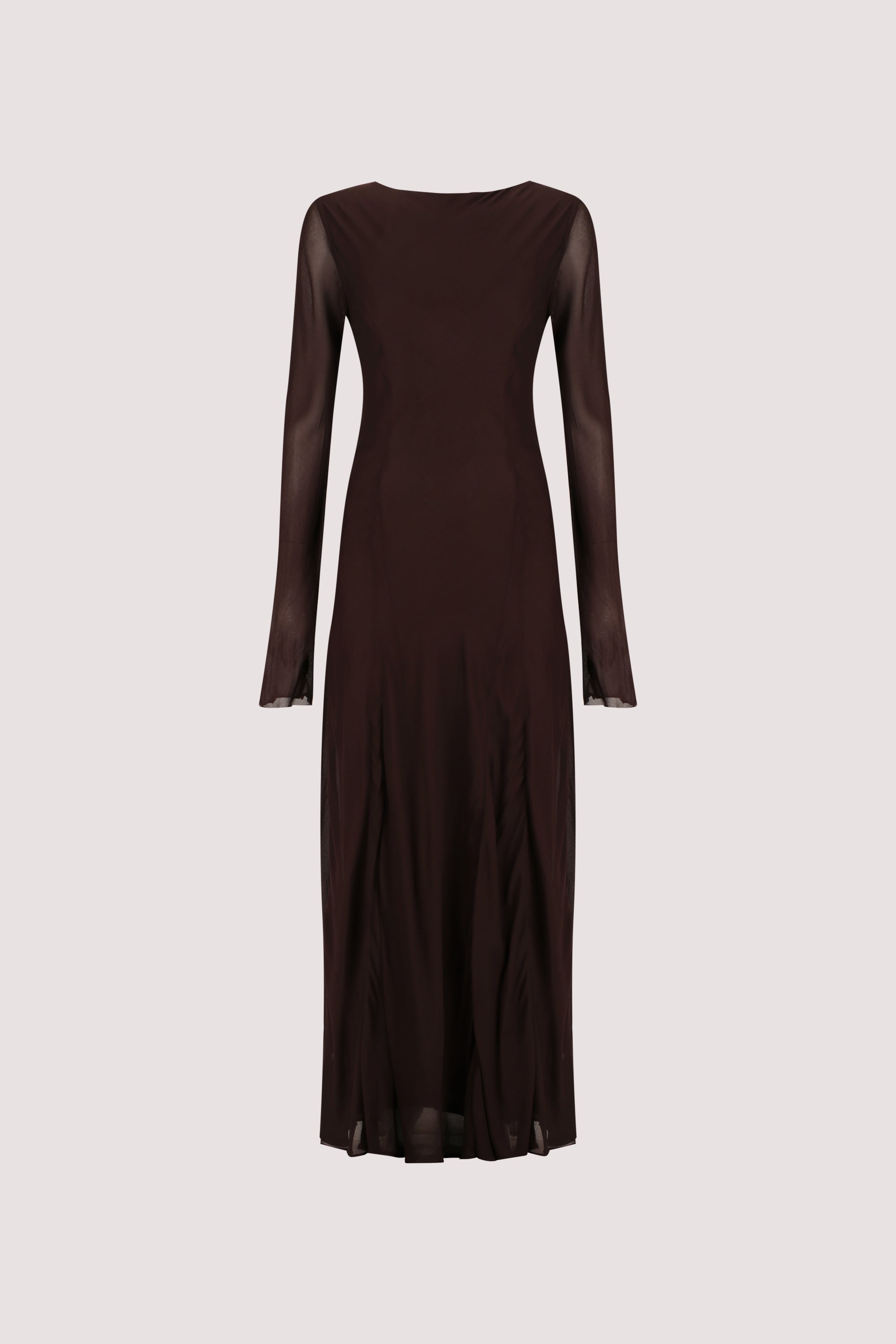 ELODIE DARK CHOC LONG SLEEVE MAXI DRESS