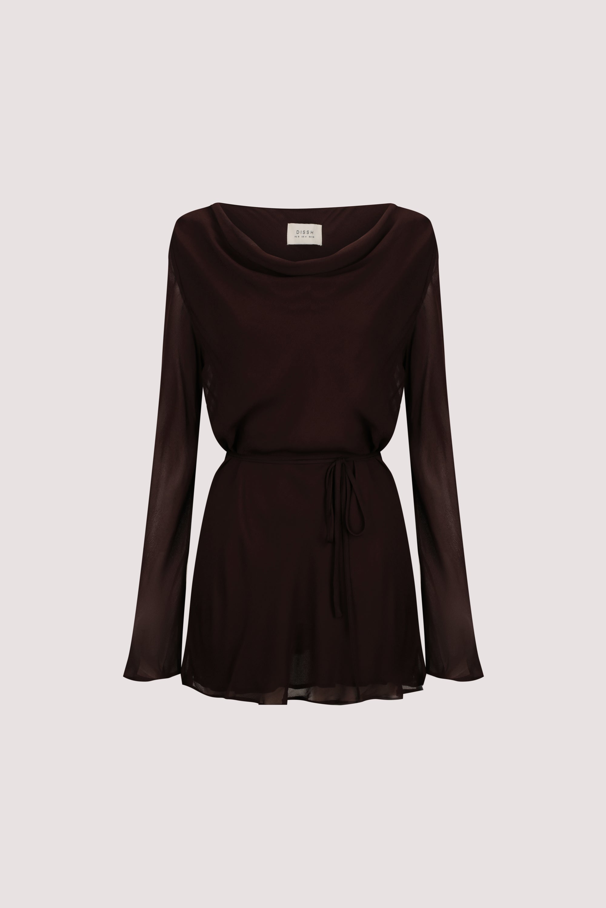 CORFU DARK CHOC SLEEVED MINI DRESS