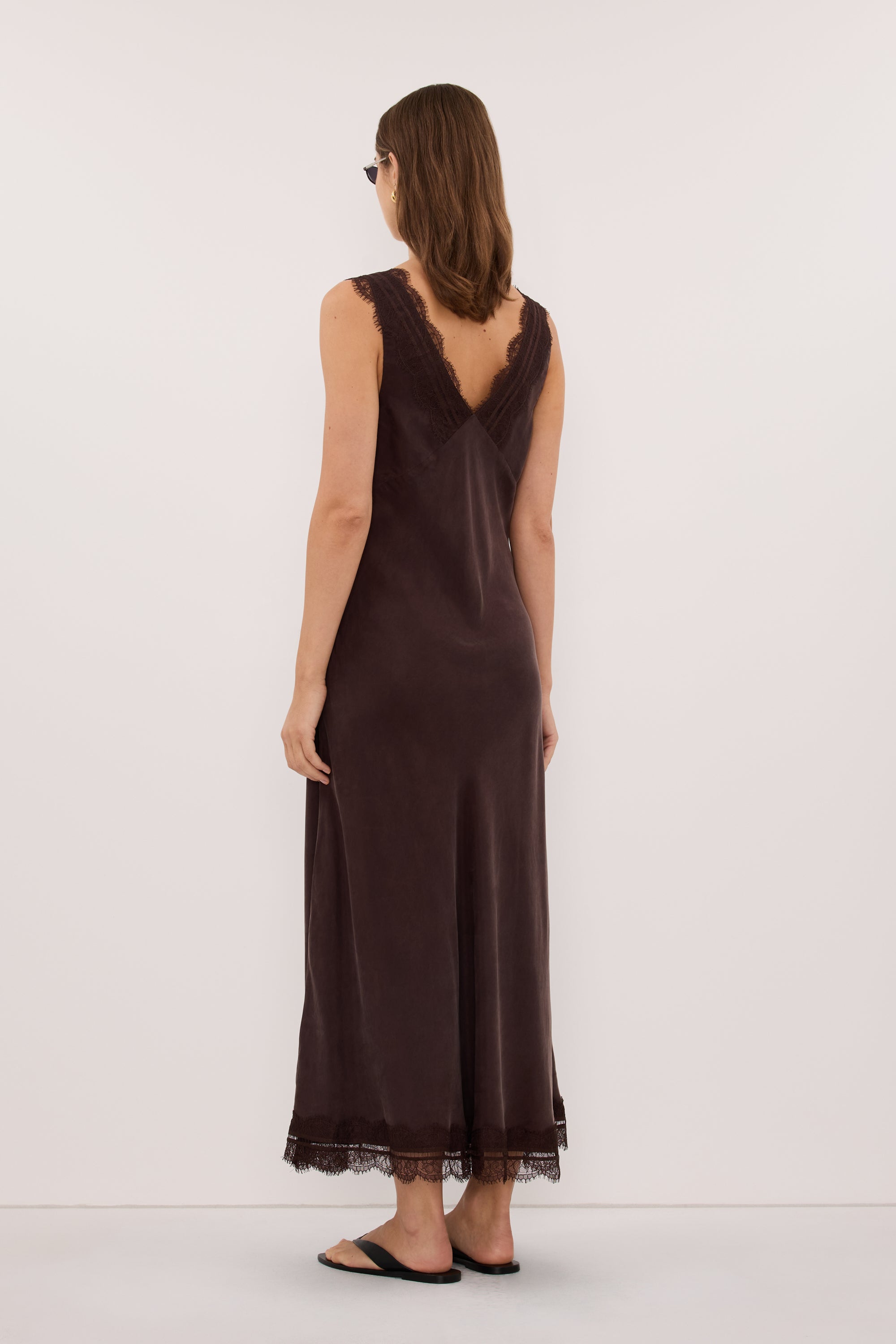 ANDREA PLUM CHOC CUPRO MIDI DRESS – DISSH