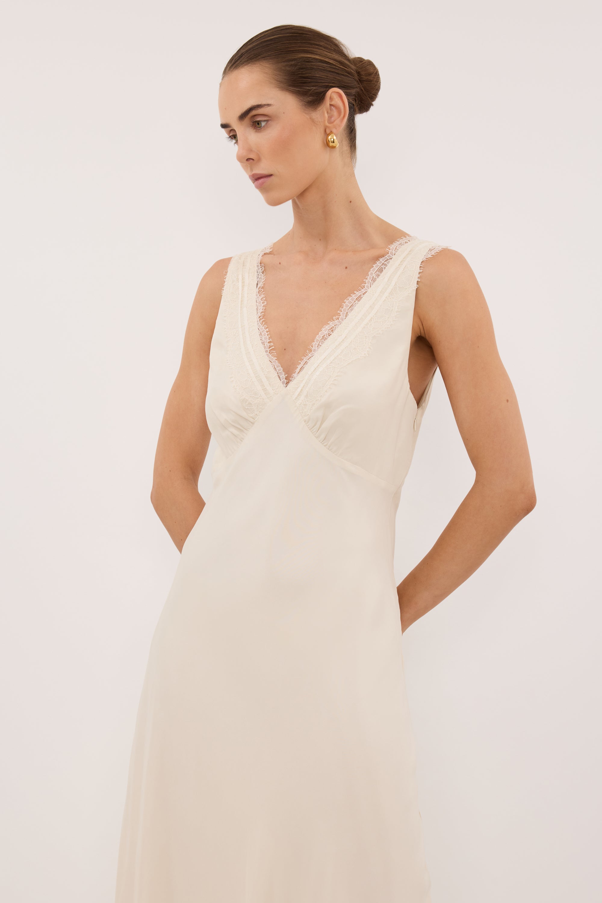ANDREA SANDSTONE CUPRO MIDI DRESS
