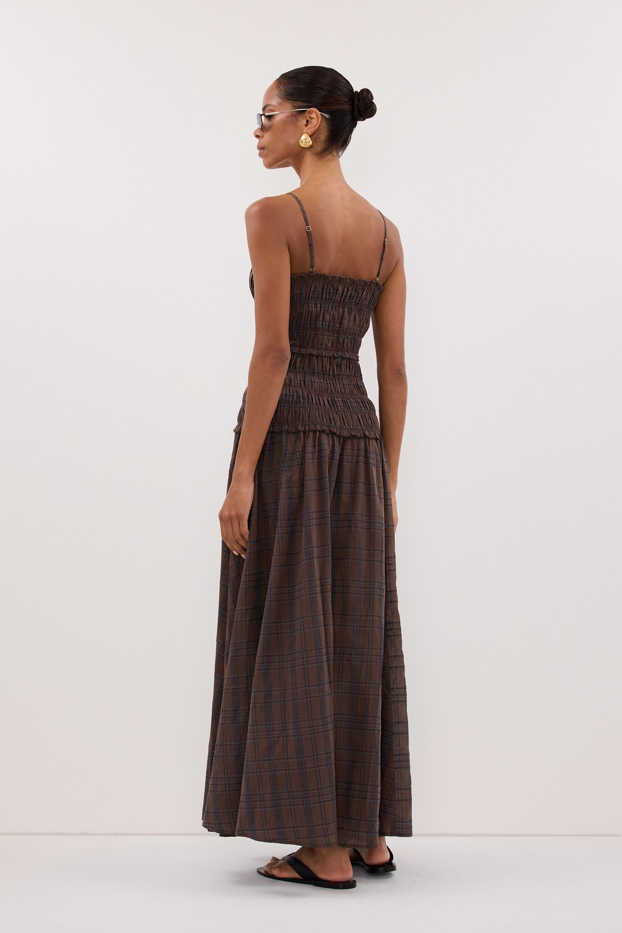 PETRA CHOC CHECK MIDI DRESS