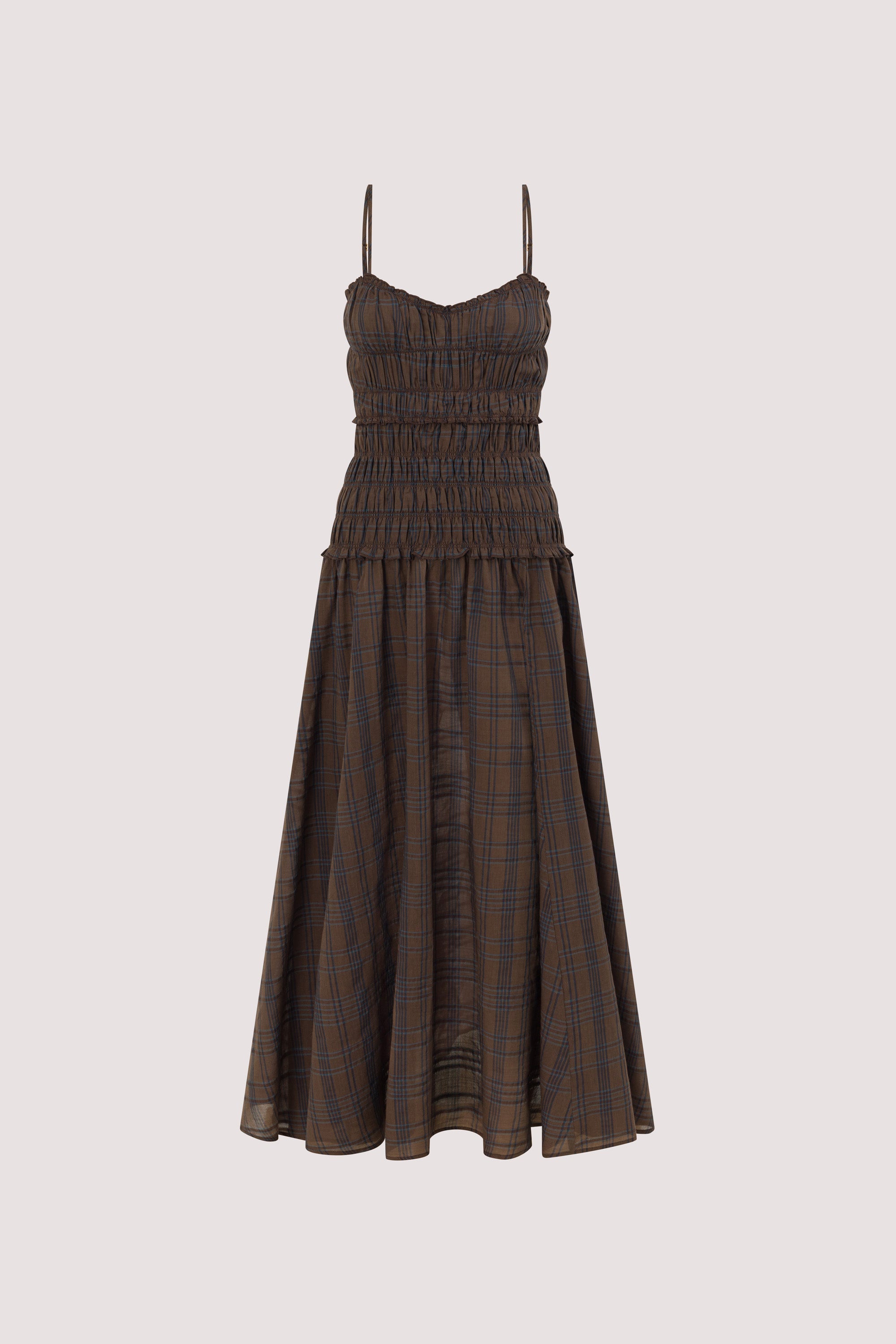 PETRA CHOC CHECK MIDI DRESS