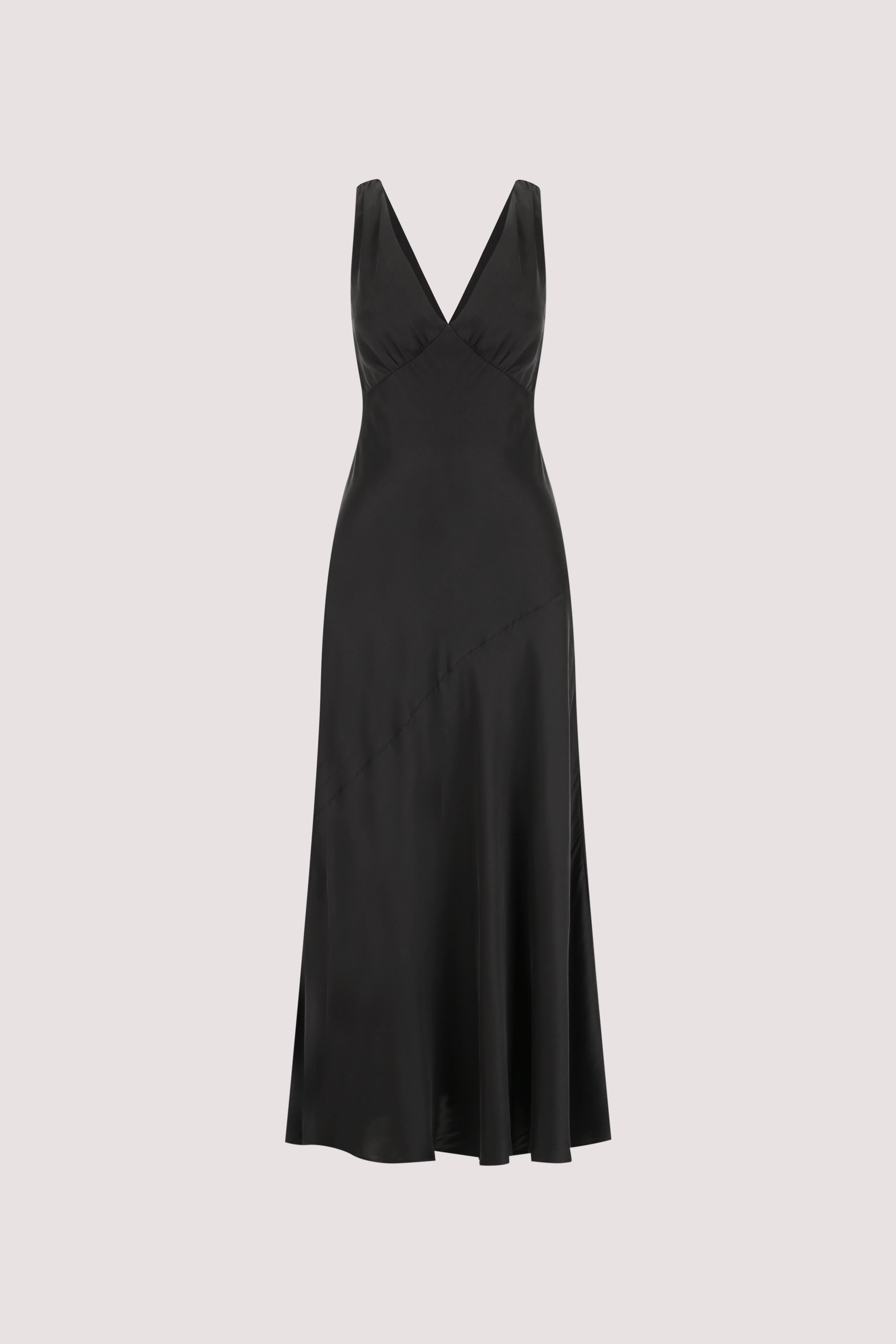 MILA BLACK SILK MIDI DRESS