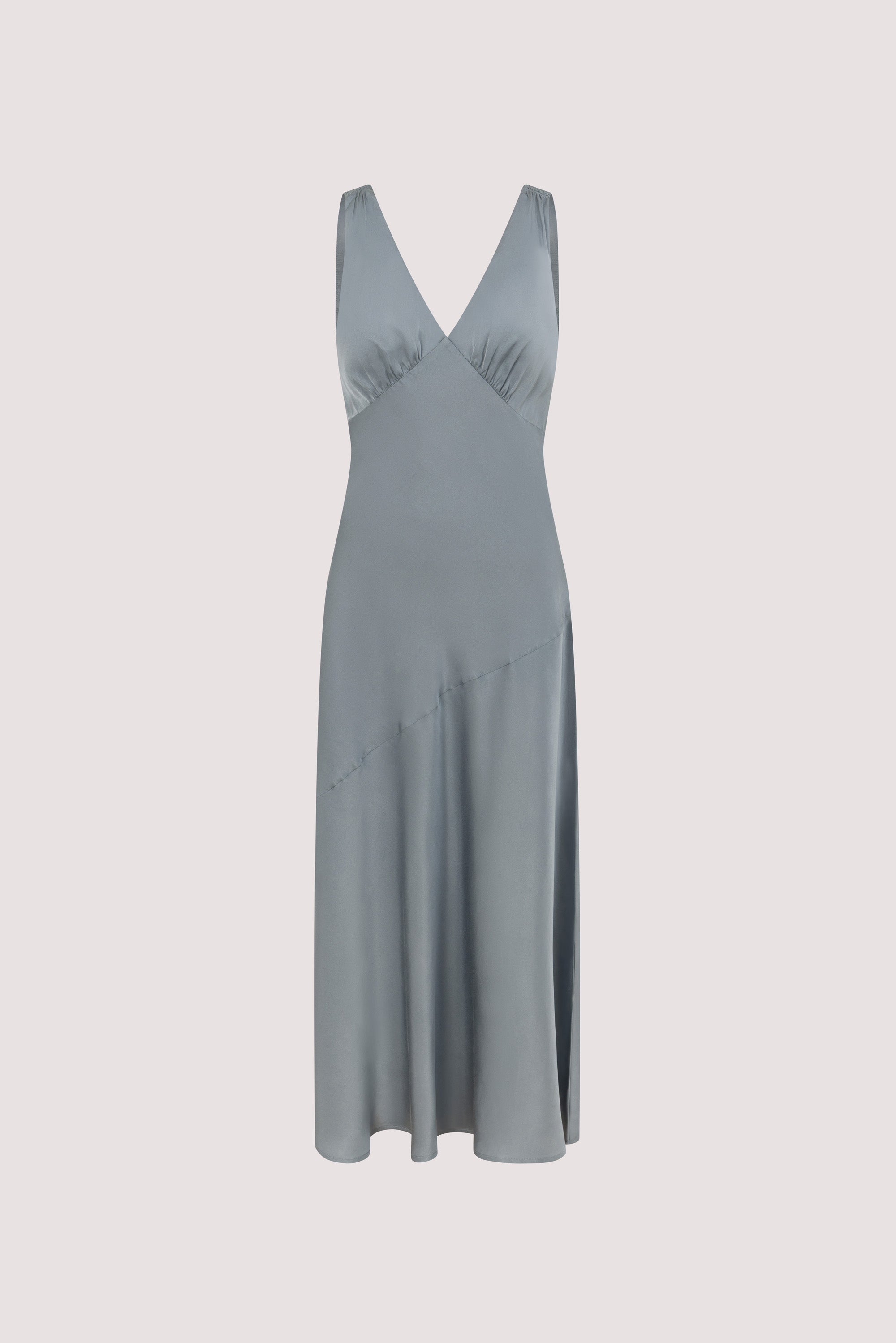 Mila Silk Sleeveless Midi Dress in Dusty Blue By DISSH Mila Silk Sleeveless Midi Dress in Dusty Blue By DISSH