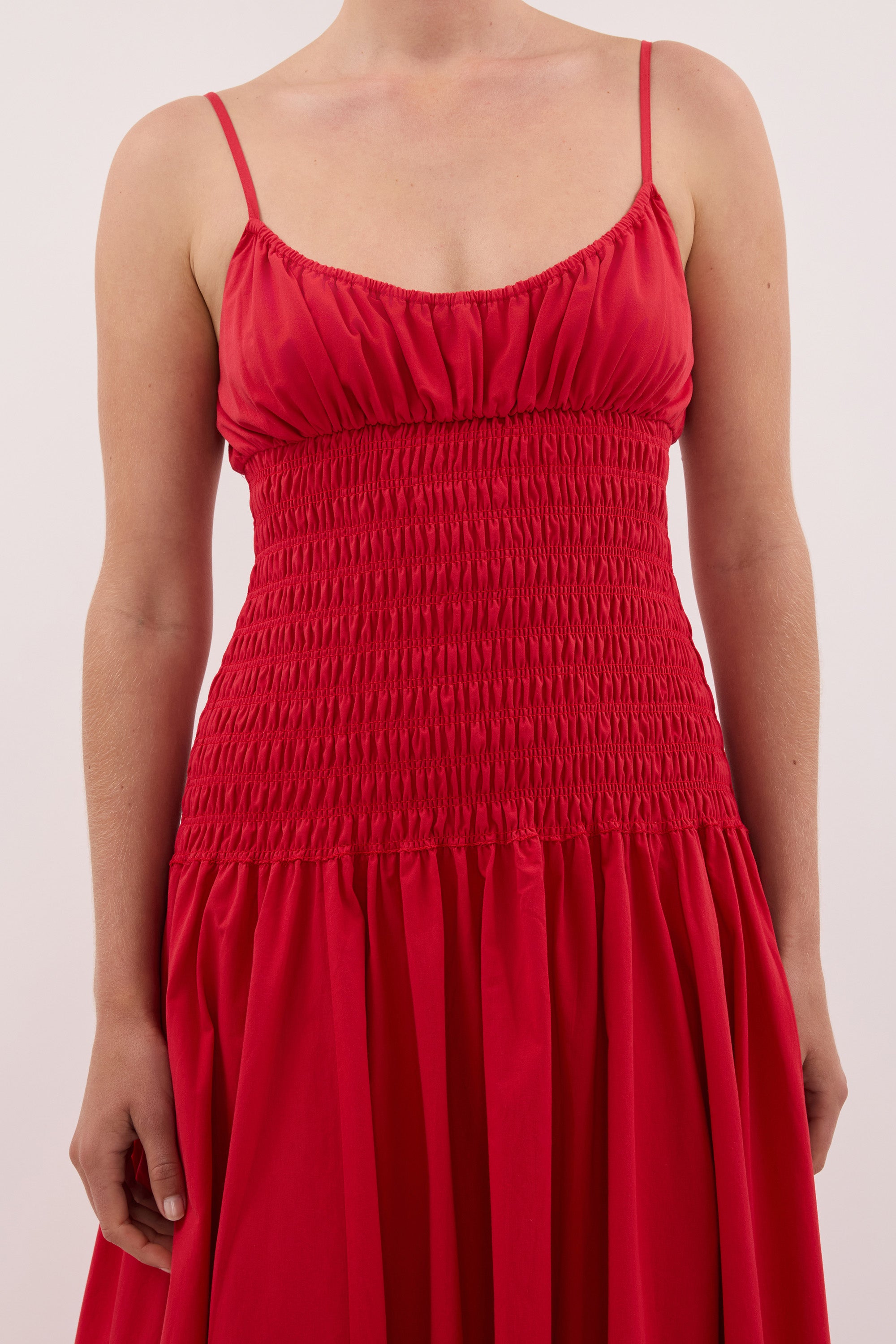 PALOMA RED COTTON MIDI DRESS - PRE ORDER