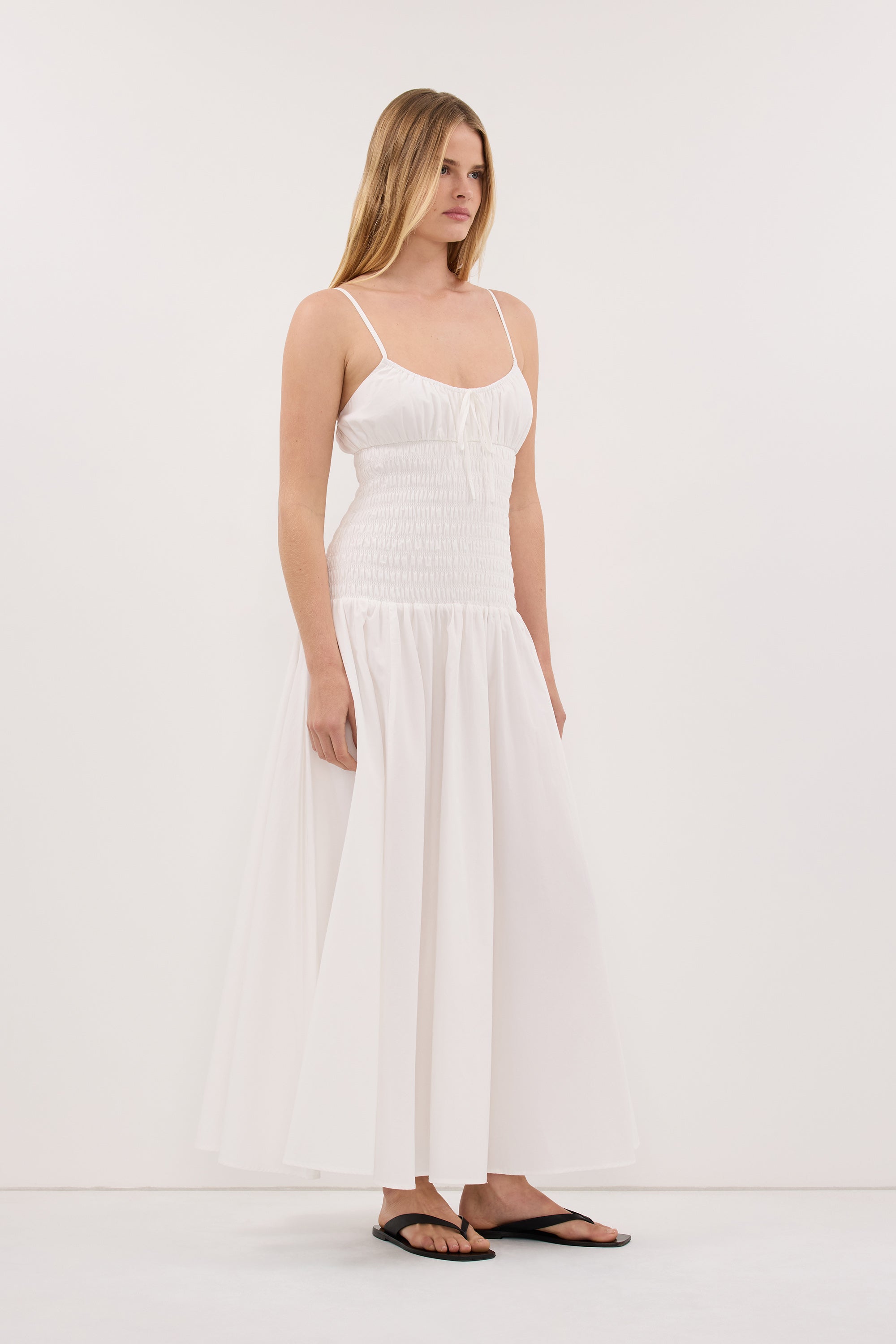 PALOMA WHITE COTTON MIDI DRESS