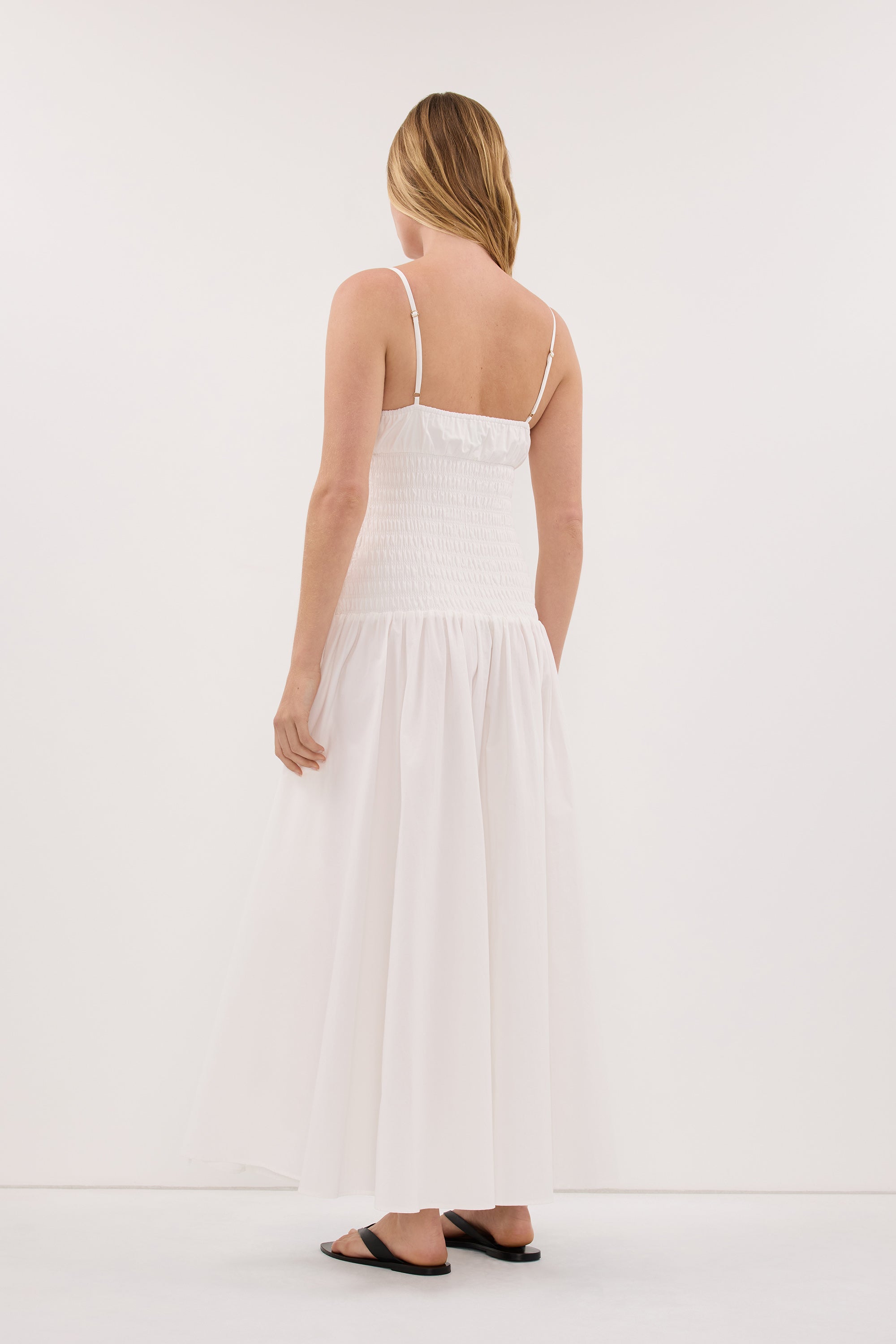PALOMA WHITE COTTON MIDI DRESS