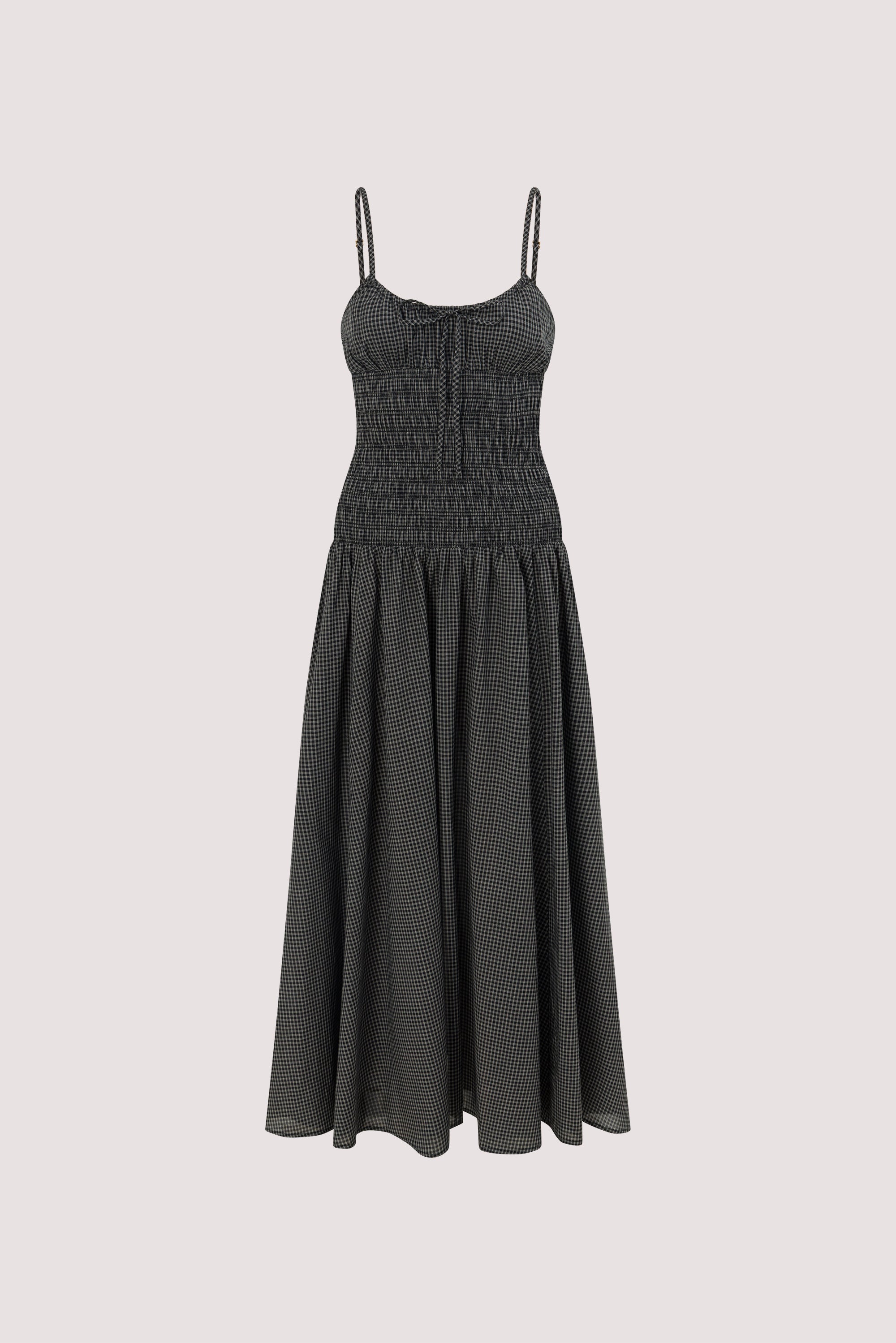 LILA BLACK CHECK MIDI DRESS