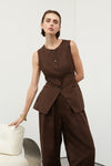 ALESSIA BITTER CHOC LINEN VEST