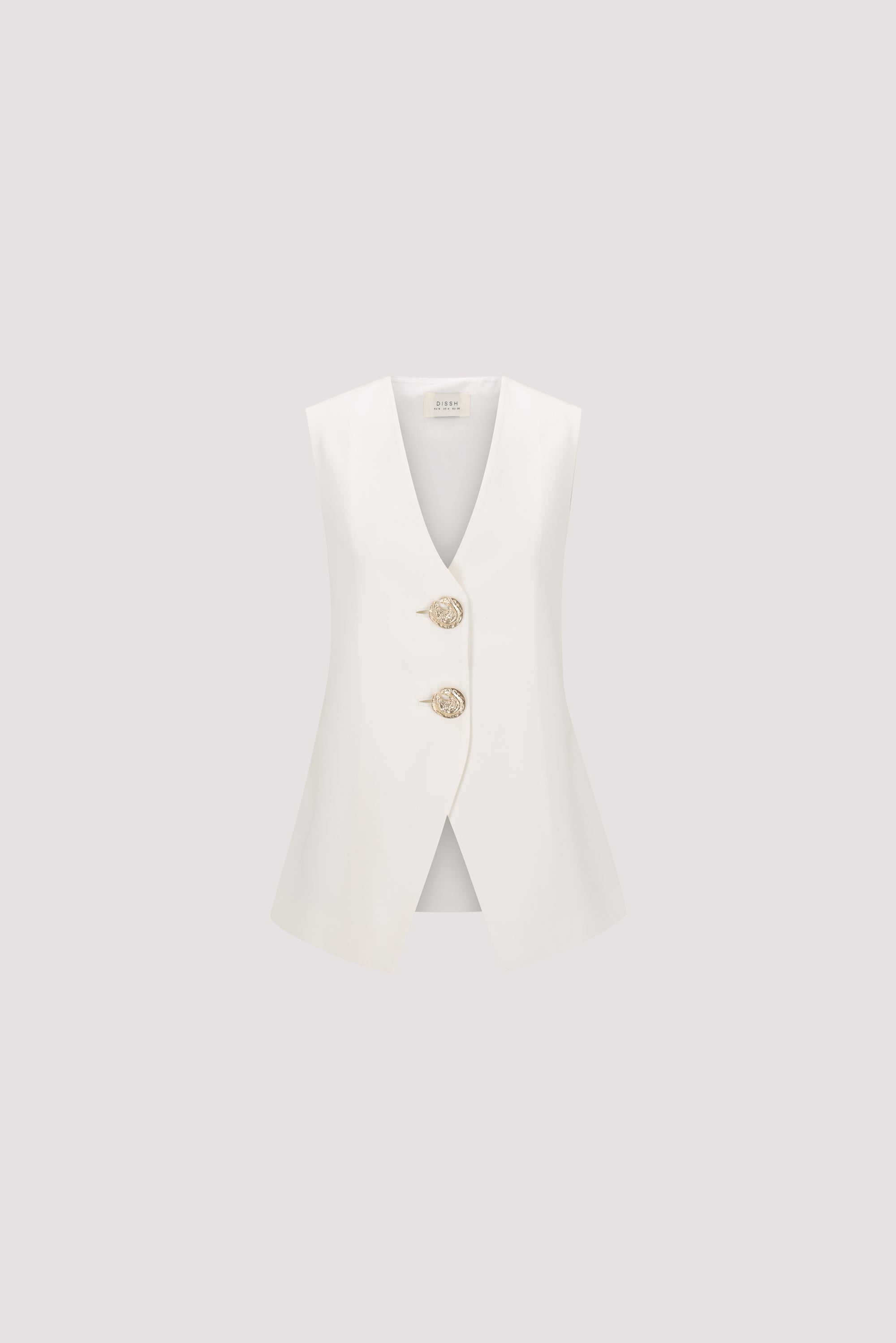 AMERY WHITE SLEEVELESS GOLD BUTTON VEST