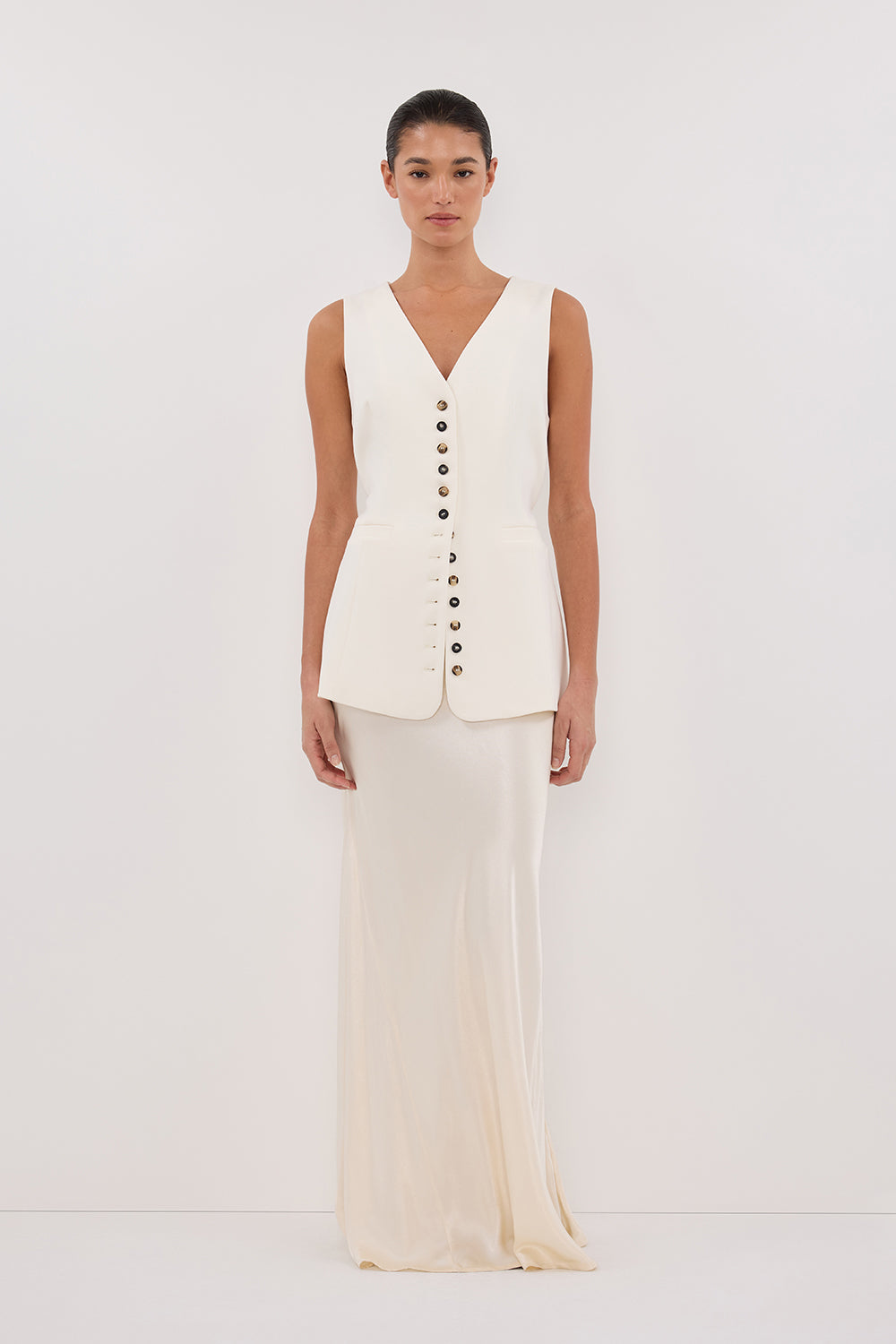 DEMI CREAM LONGLINE VEST