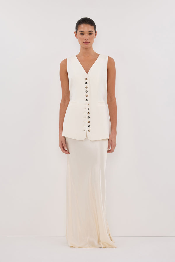 DEMI CREAM LONGLINE VEST