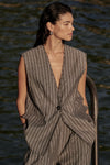 OLLIE SLATE STRIPE OVERSIZED VEST