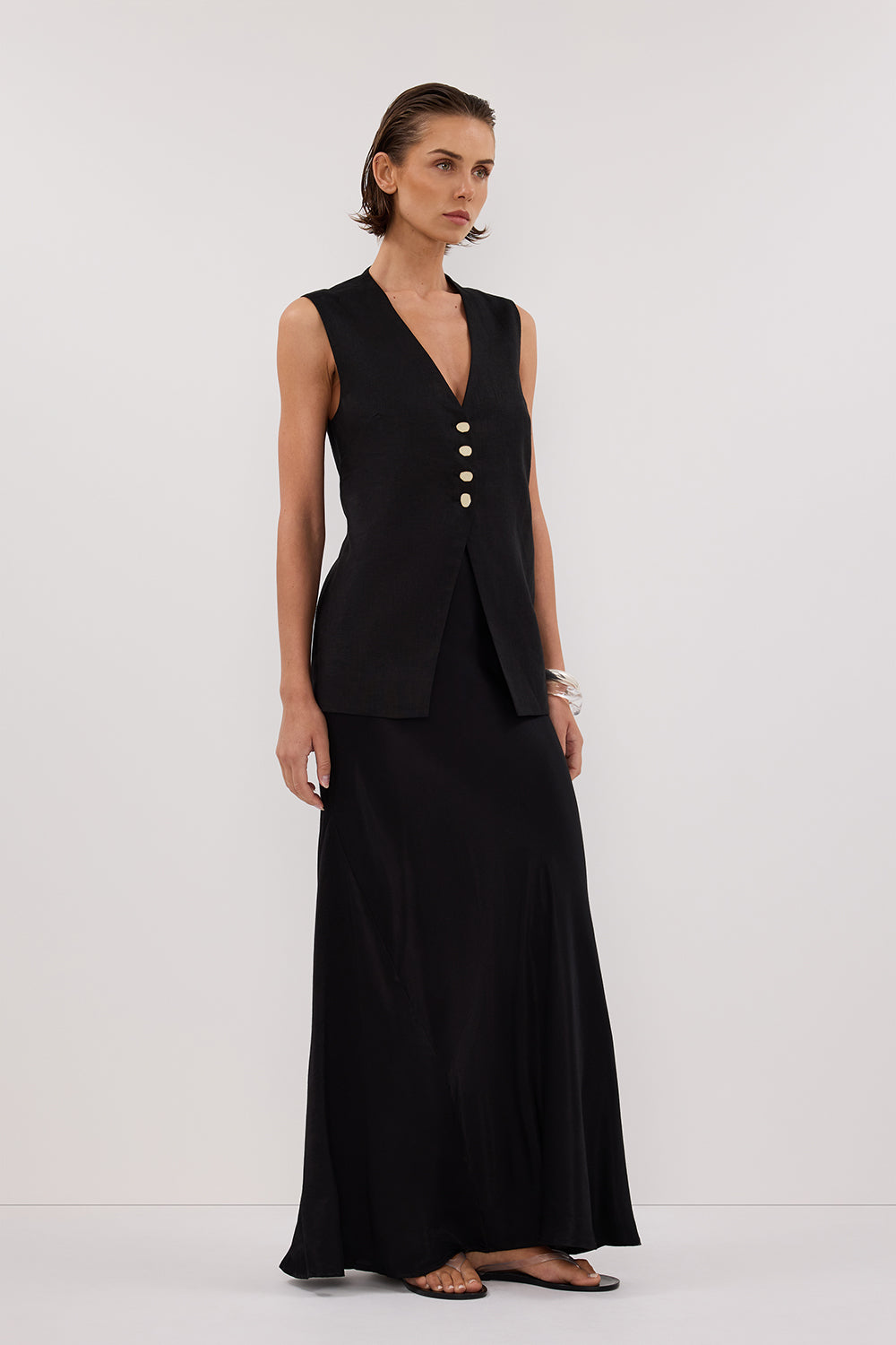 KNOX BLACK LINEN VEST – DISSH