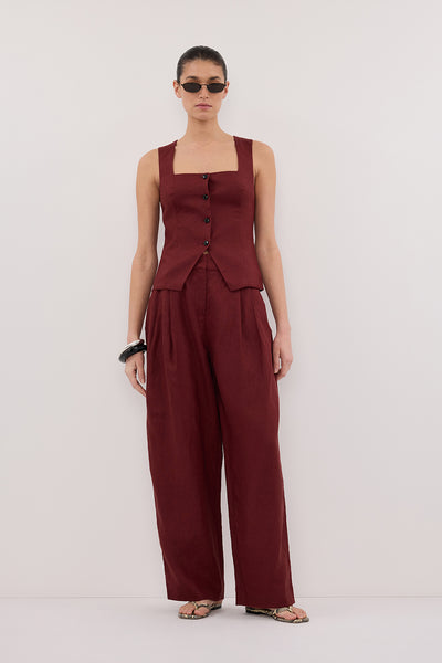 Aude wearing FRAN SAHARA LINEN VEST