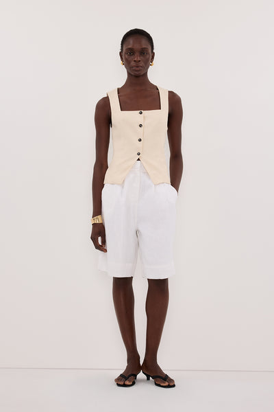 FRAN SANDSTONE LINEN VEST – DISSH