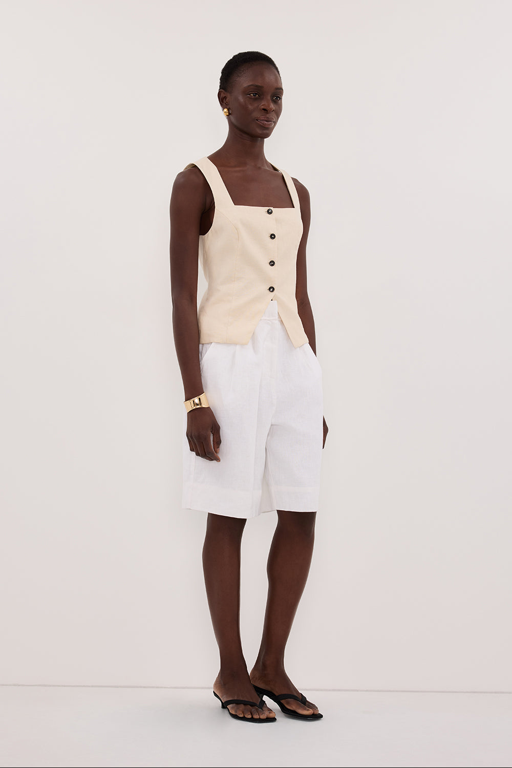 FRAN SANDSTONE LINEN VEST