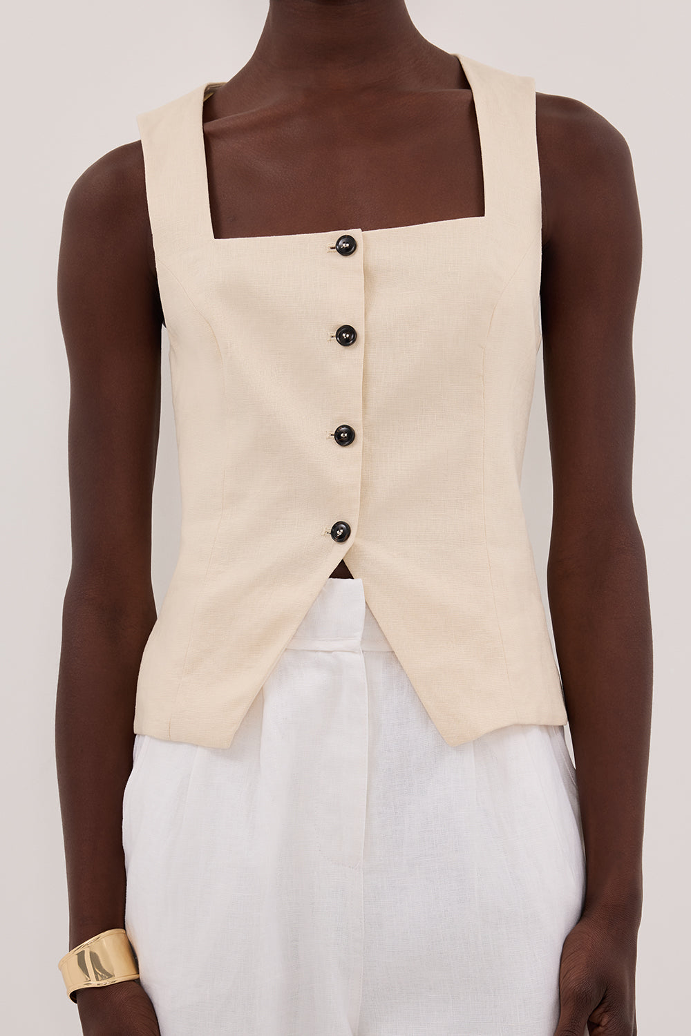FRAN SANDSTONE LINEN VEST – DISSH