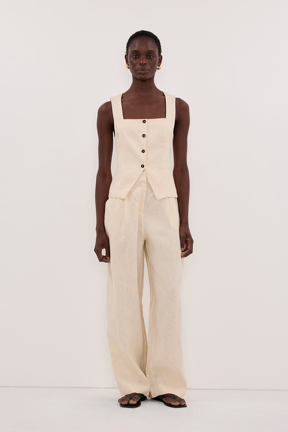 FRAN SANDSTONE LINEN VEST