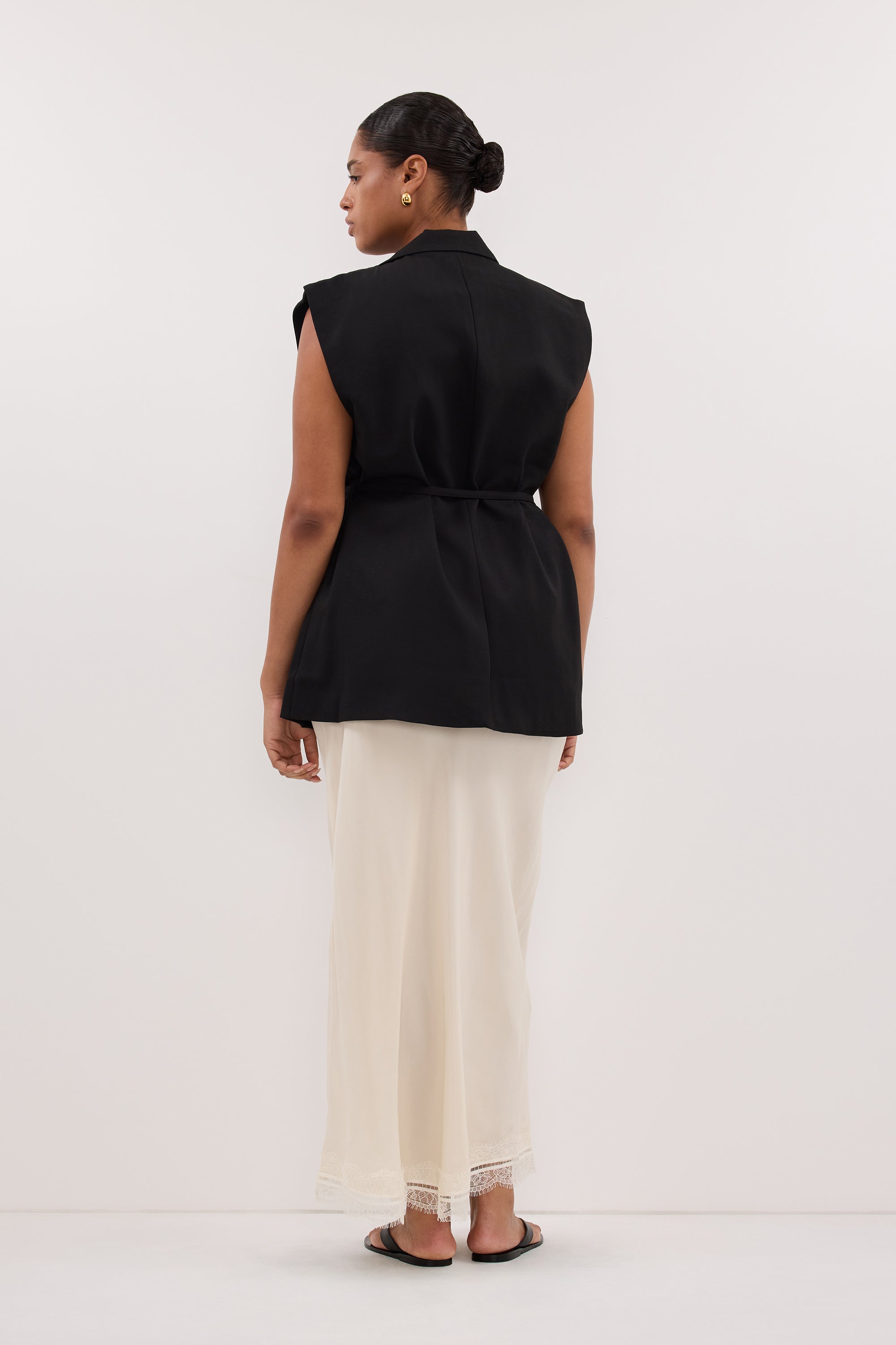 CYRUS BLACK SLEEVELESS WRAP VEST