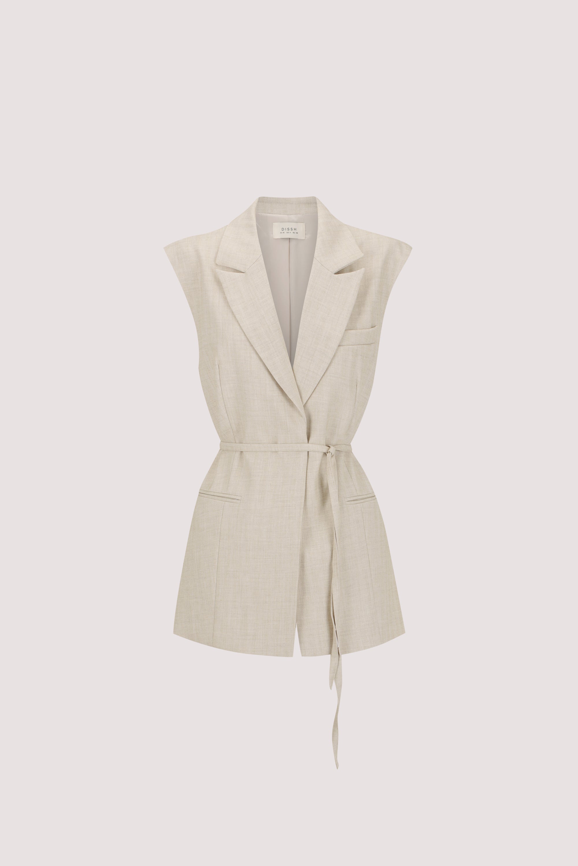 CYRUS NATURAL SLEEVELESS WRAP VEST