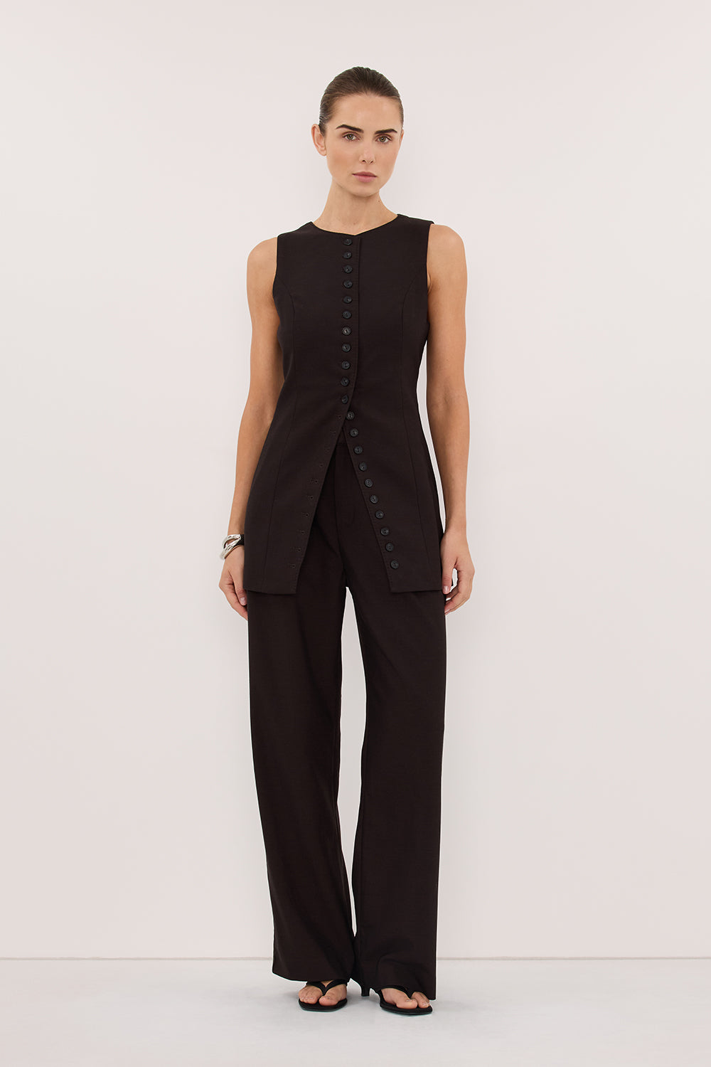 MONIQUE PEAT CHOC TAILORED VEST