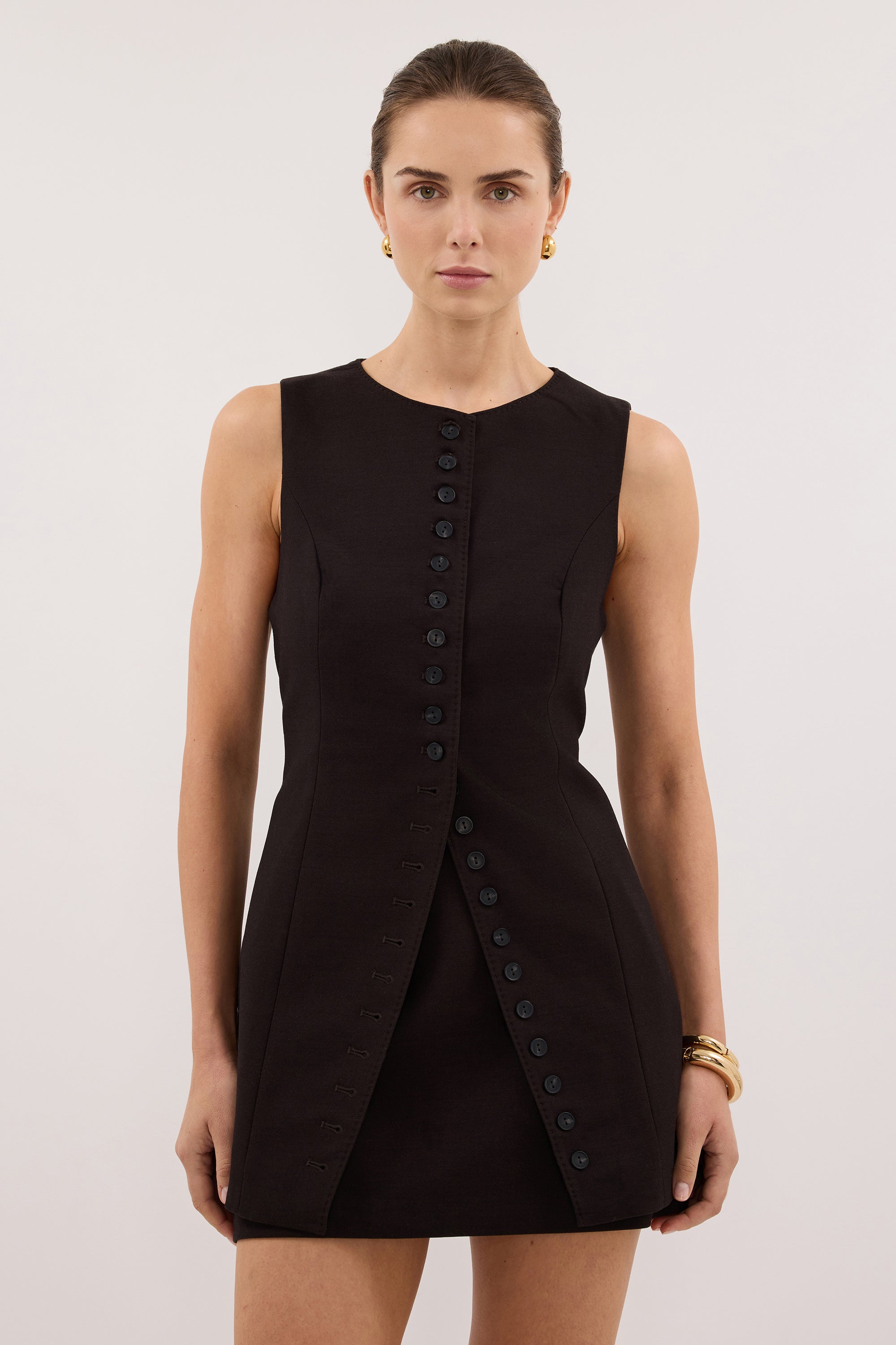 MONIQUE PEAT CHOC TAILORED VEST