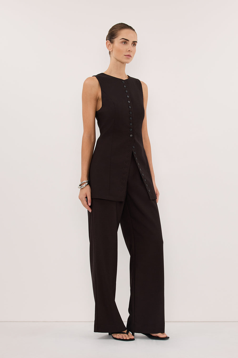 MONIQUE PEAT CHOC TAILORED VEST