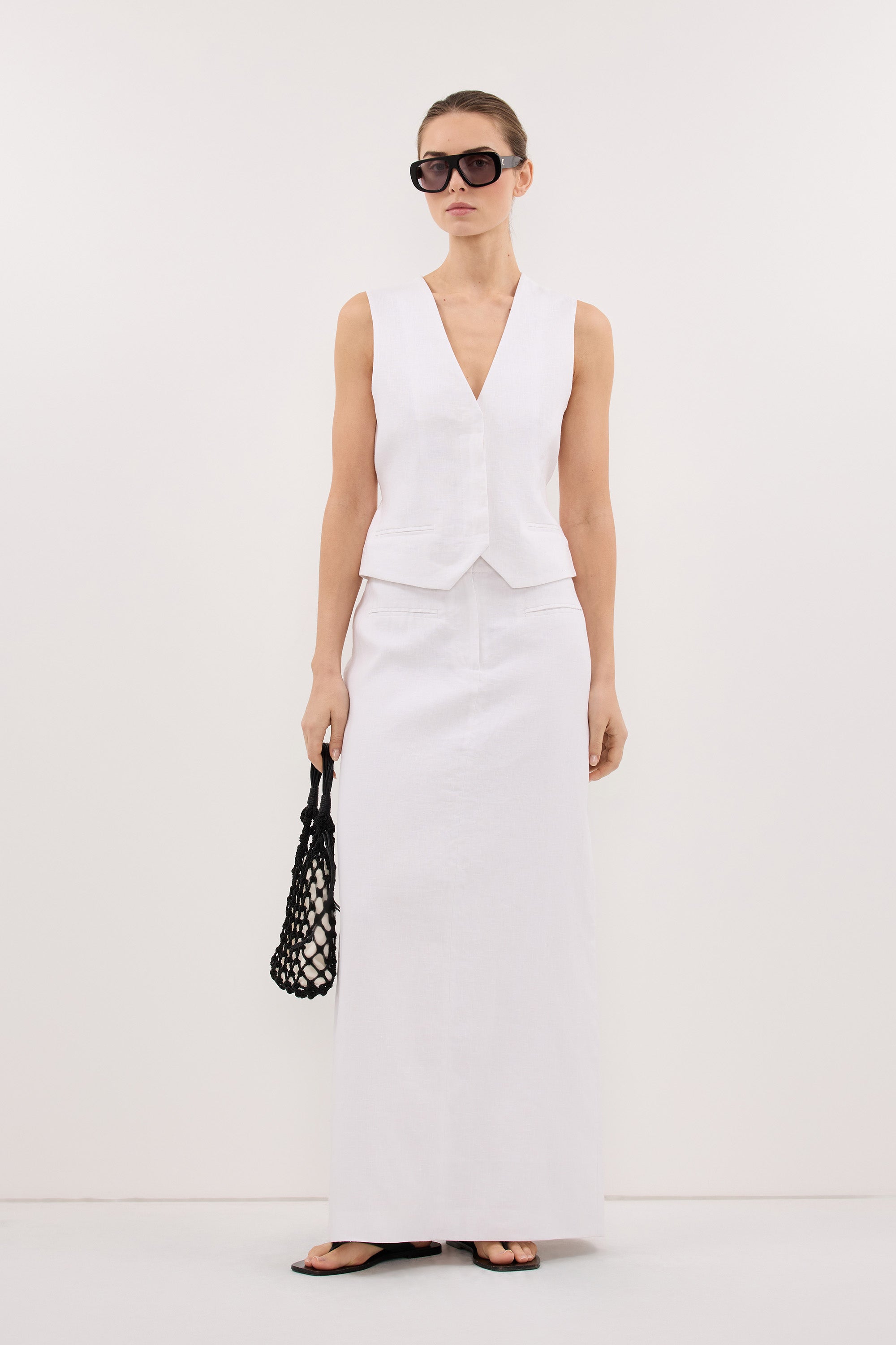 WINONA WHITE LINEN VEST