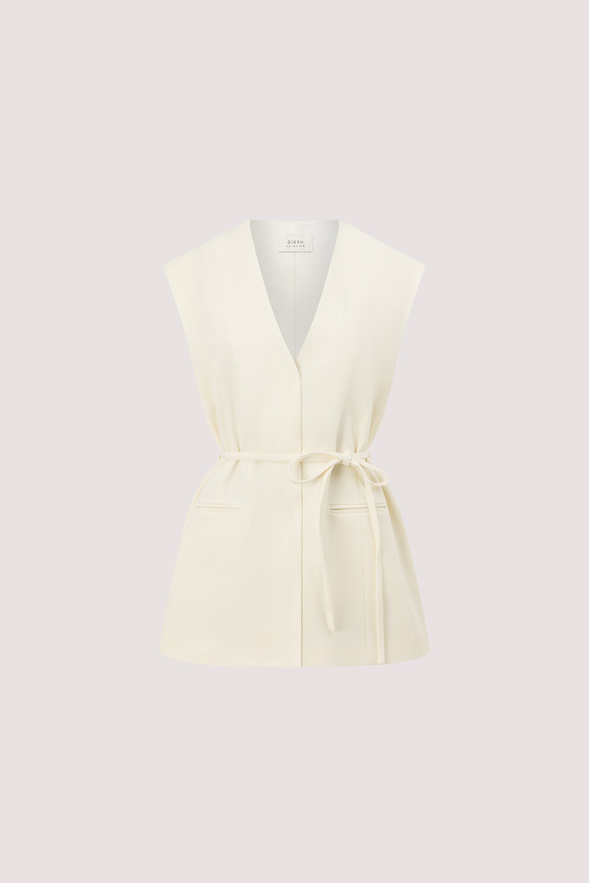 EMORY CREAM COLLARLESS PEPLUM VEST