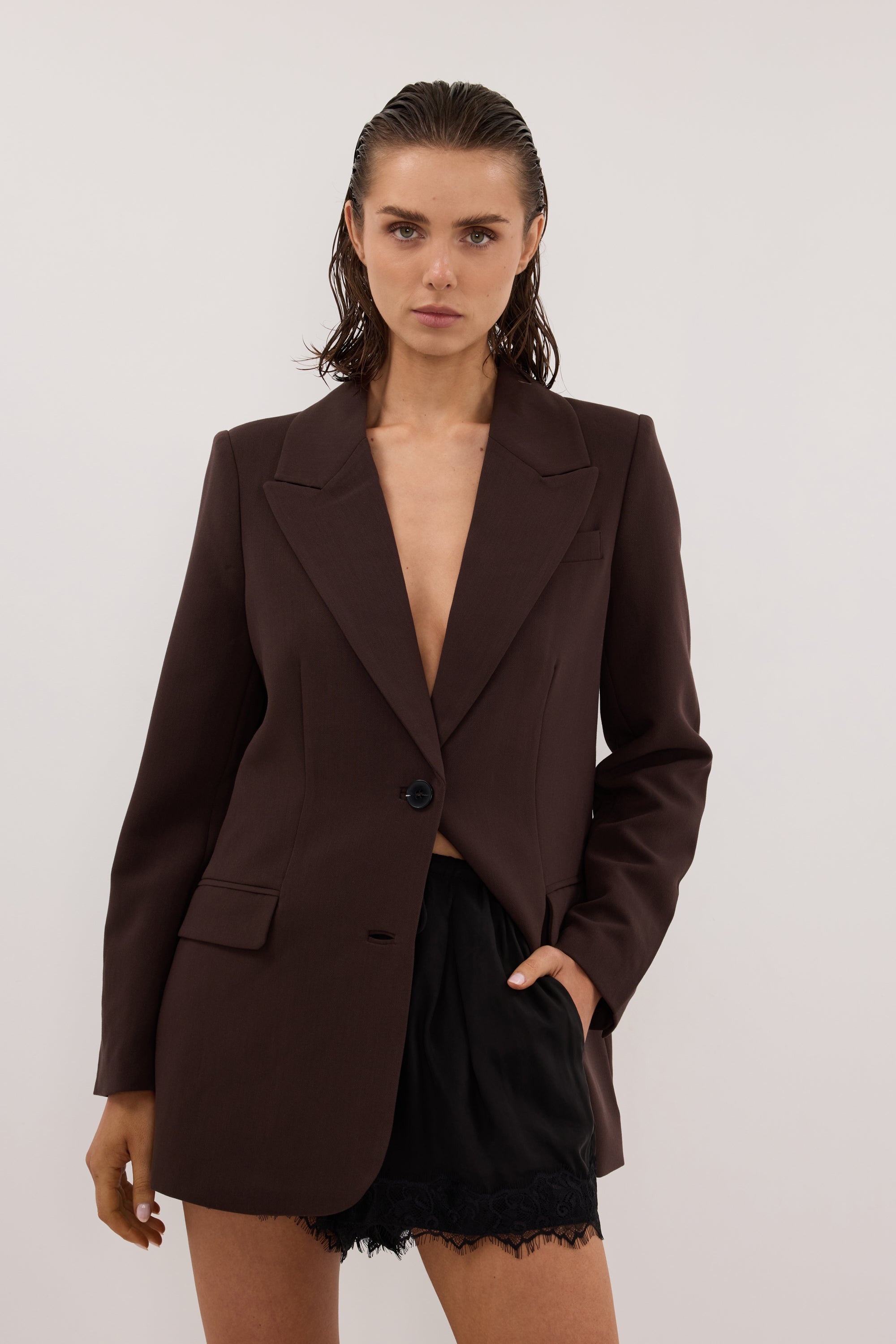 ELLE DARK CHOCOLATE BLAZER