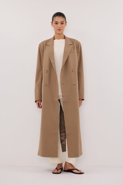Aude wearing CELINA TAN WOOL BLEND COAT