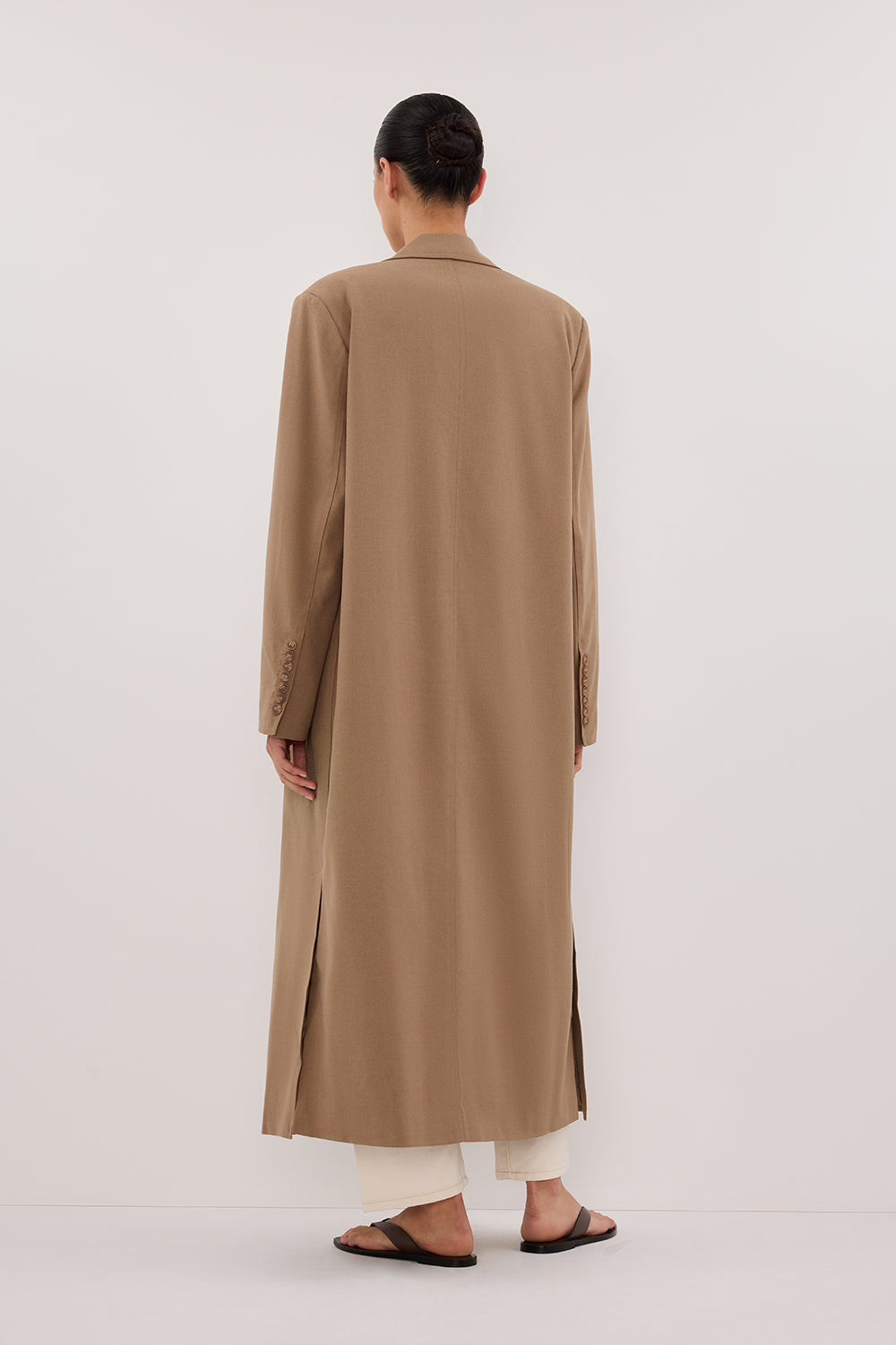 CELINA TAN WOOL BLEND COAT