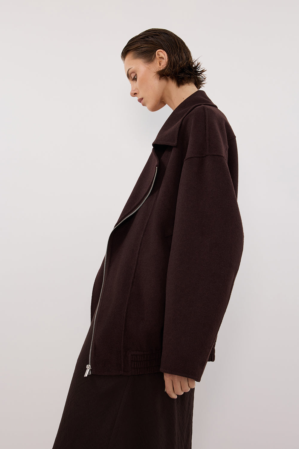 ELAINE DARK CHOC OVERSIZED WOOL BLEND JACKET