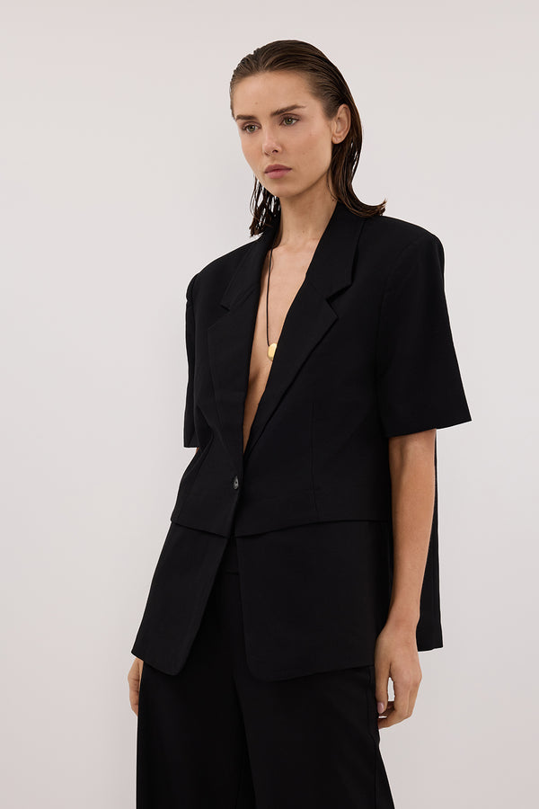 RITA BLACK SHORT SLEEVE BLAZER