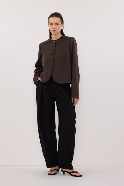 RYAN BITTER CHOC CROPPED BLAZER – DISSH